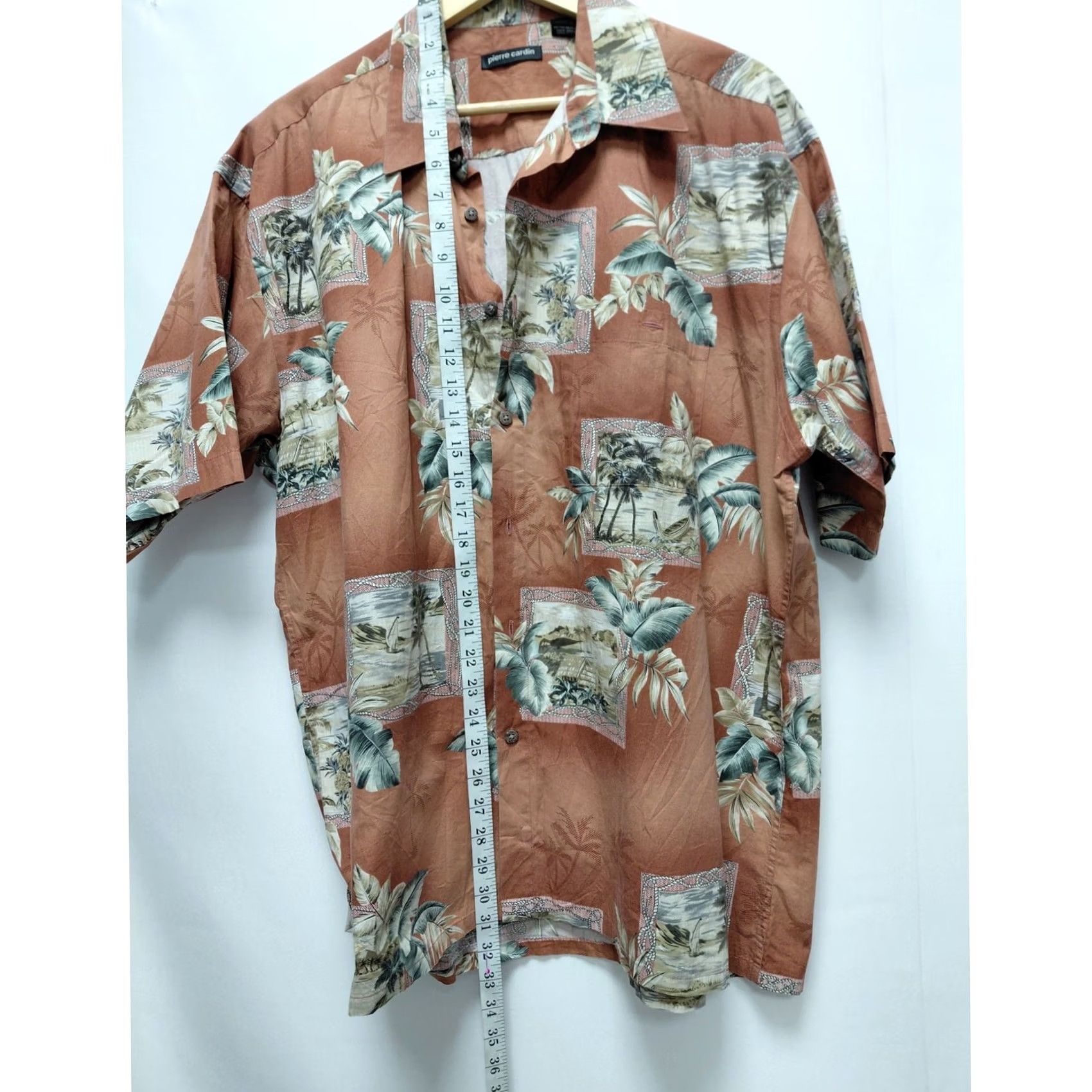 Pierre Cardin Pierre Cardin Hawaiian Shirt Brown Floral Woven Short Sleeve Men Size XL Size US XL / EU 56 / 4 - 5 Thumbnail
