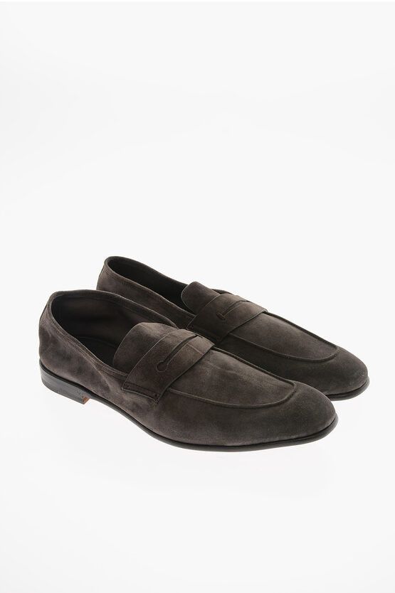 image of Ermenegildo Zegna Suede L'asola Loafers in Brown, Men's (Size 11)