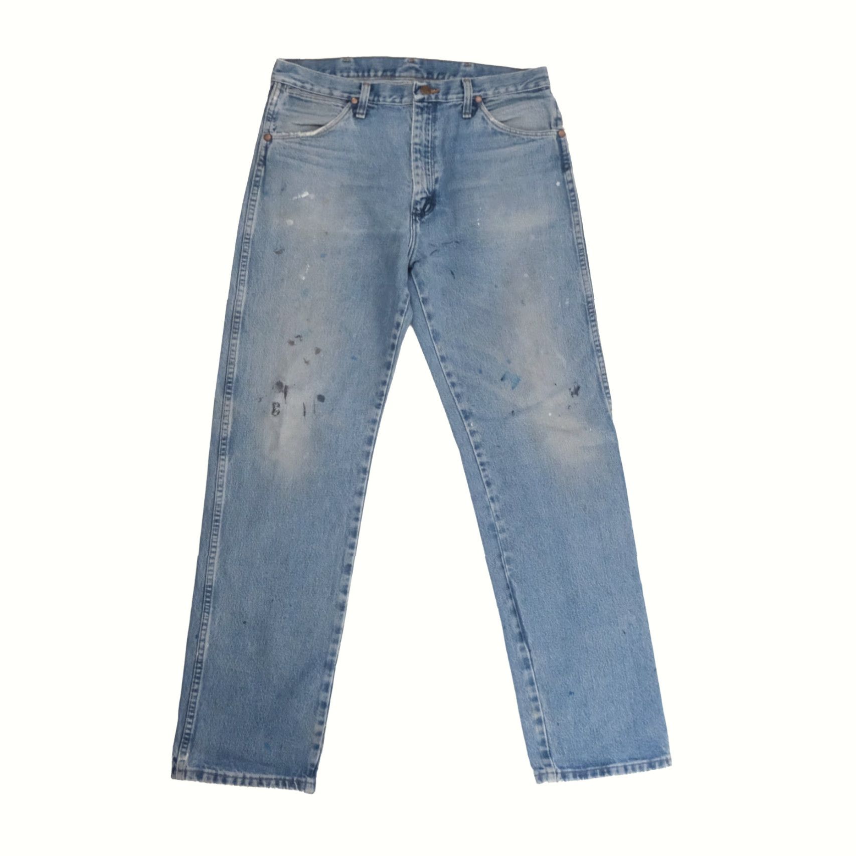 Wrangler VINTAGE Wrangler VTG 90s Y2K RETRO PAINT DISTRESSED WORKWEAR DENIM JEANS 2015 SZ 33x32 Size 24" / US 00 / IT 34 - 2 Thumbnail