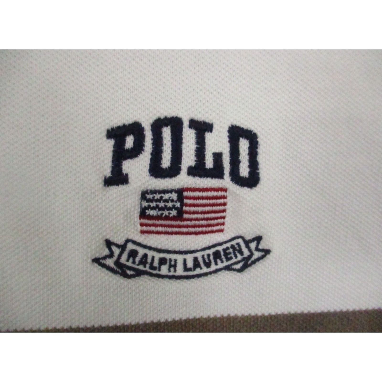 Polo Ralph Lauren VINTAGE Polo Ralph Lauren Shirt Polo M White Logo Flag Brown Size US M / EU 48-50 / 2 - 2 Thumbnail
