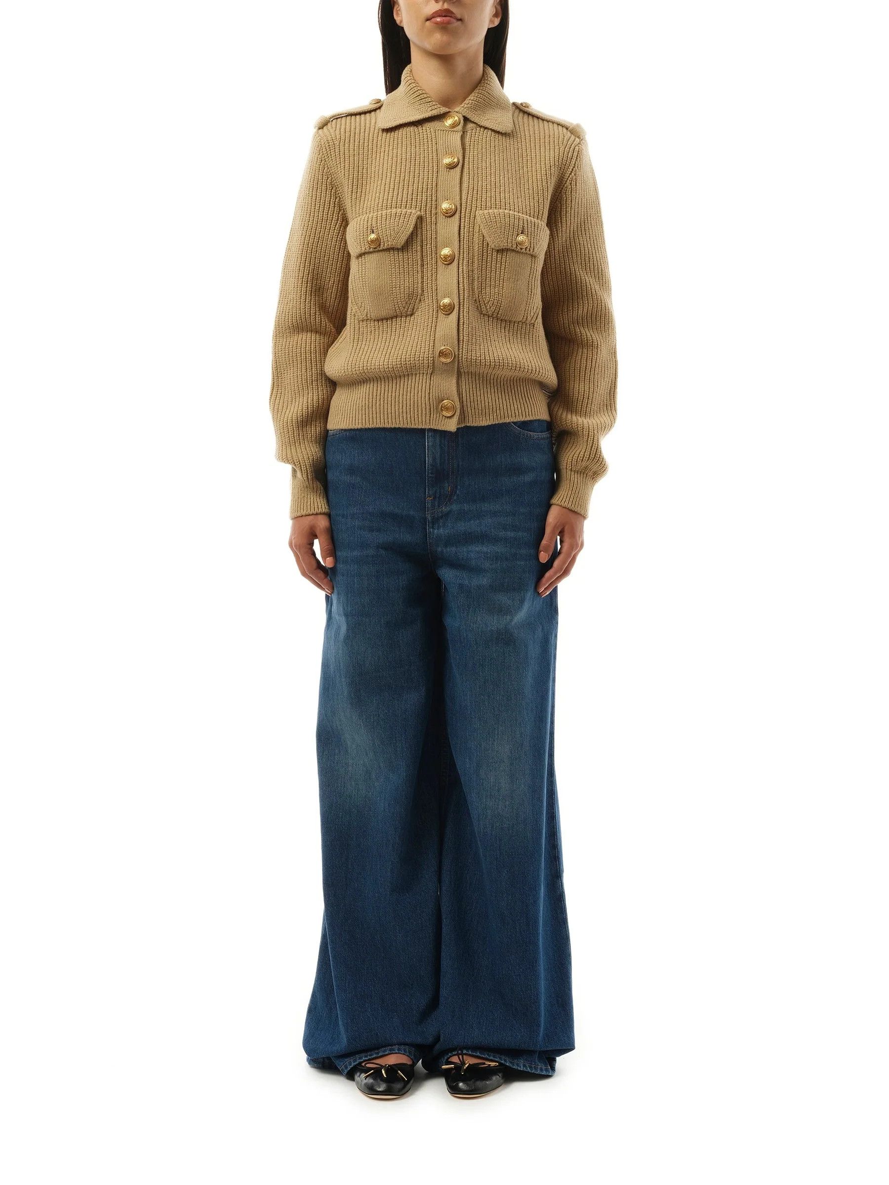 Chloe o1loc1c11025 Smoky Cardigan in Beige Size M / US 6-8 / IT 42-44 - 2 Thumbnail