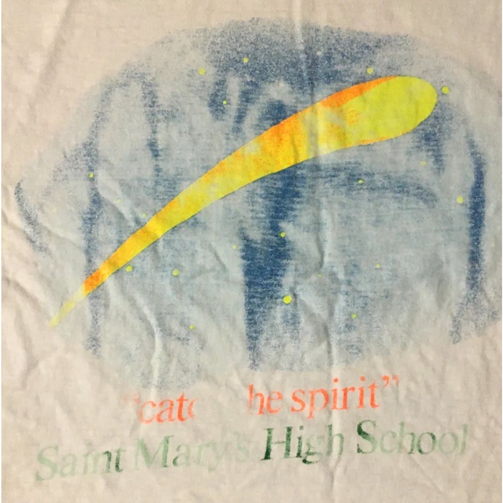 Vintage VINTAGE 90s Saint Mary Knights Night Time faded Shirt M White distressed crew neck Funny Track & Field PE Grunge Size US M / EU 48-50 / 2 - 4 Thumbnail