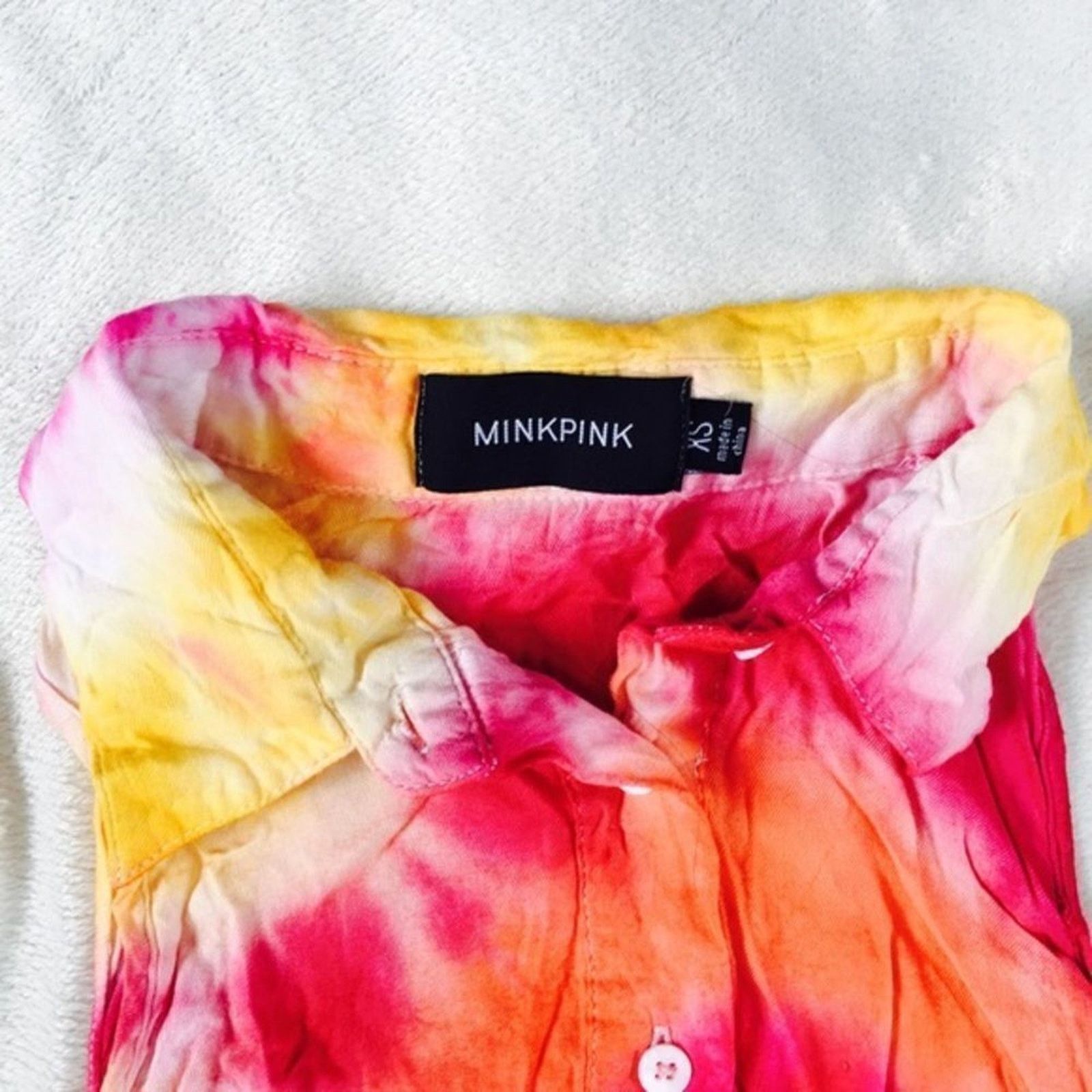 MINKPINK Multicolor Tie-Dye Collared Button Front Shirt | Sz XS Size XS / US 0-2 / IT 36-38 - 4 Thumbnail