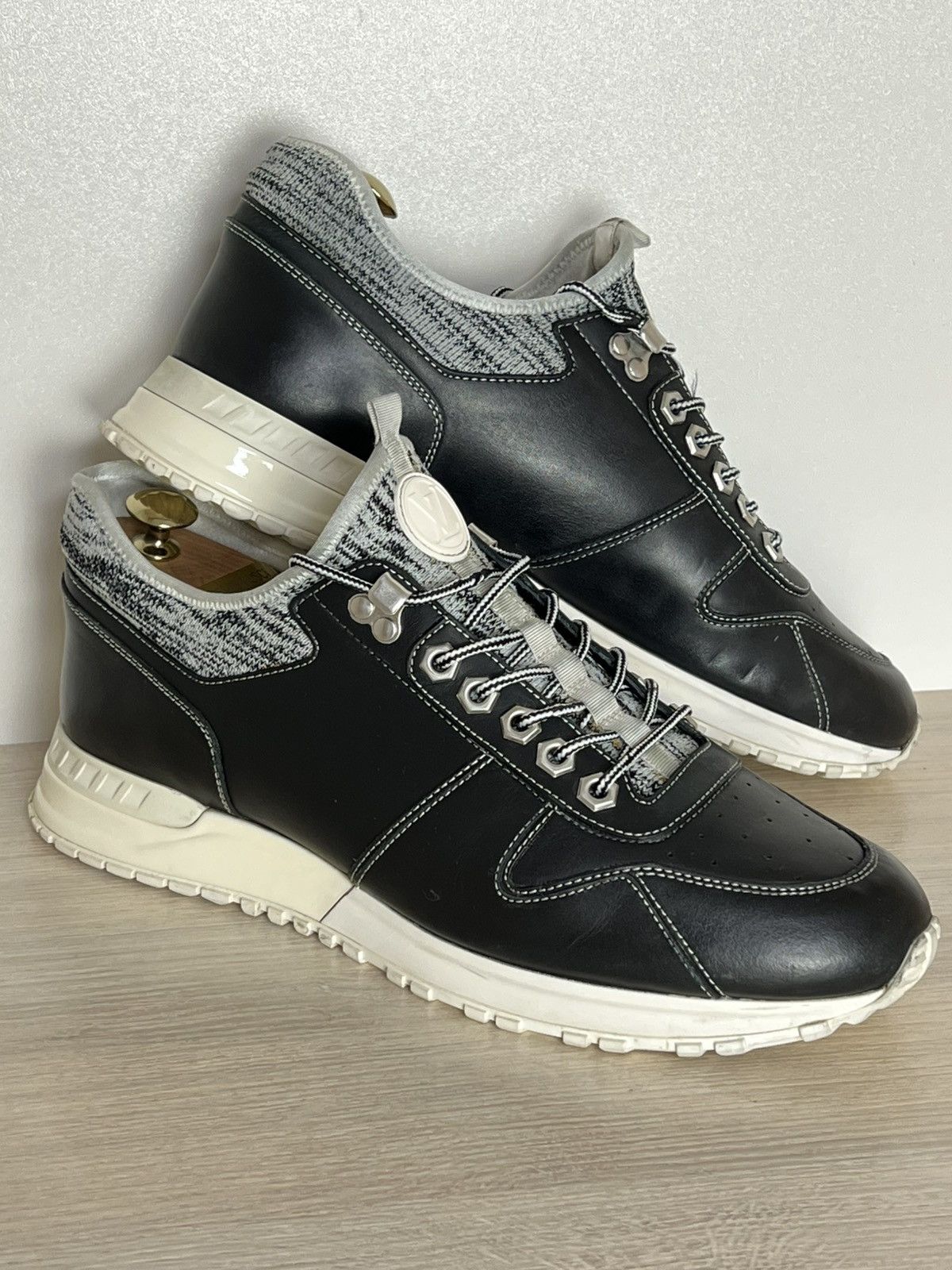 Louis Vuitton Louis Vuitton Black Leather Knit Technical Runner Sneakers Size US 8.5 / EU 41-42 - 1 Thumbnail