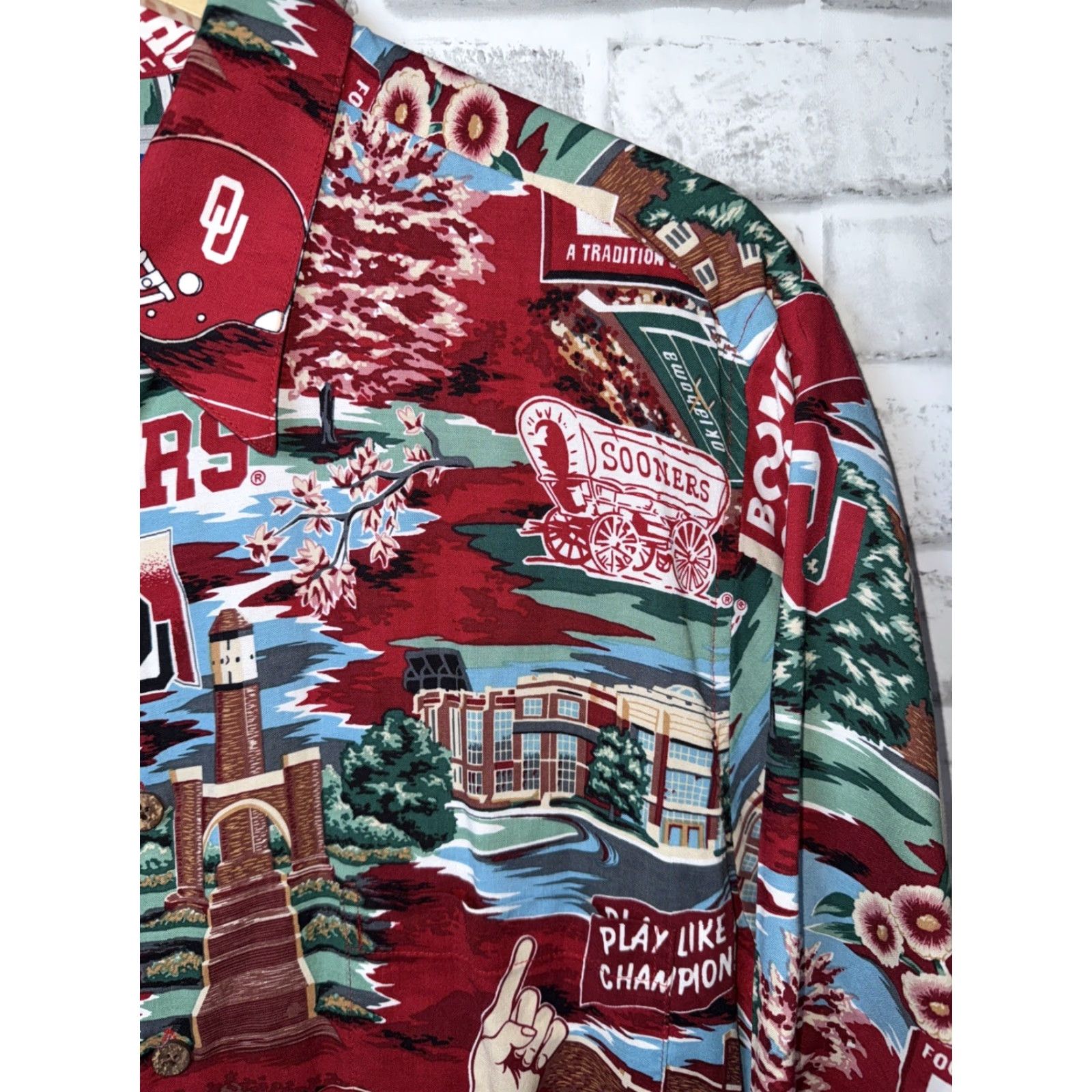 Reyn Spooner VTG Reyn Spooner Hawaiian Camp Shirt OU Football Sooners 100% Rayon M Multicolor Button-Up Short Sleeve Men Size US M / EU 48-50 / 2 - 3 Thumbnail