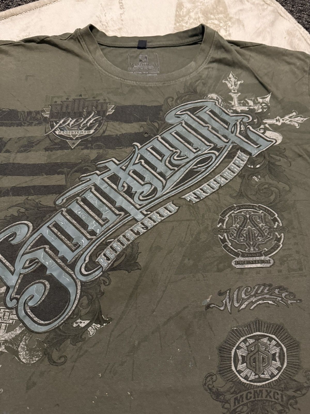 Southpole Vintage SouthPole Y2K Graphic Tee Olive Green Size US L / EU 52-54 / 3 - 1 Thumbnail