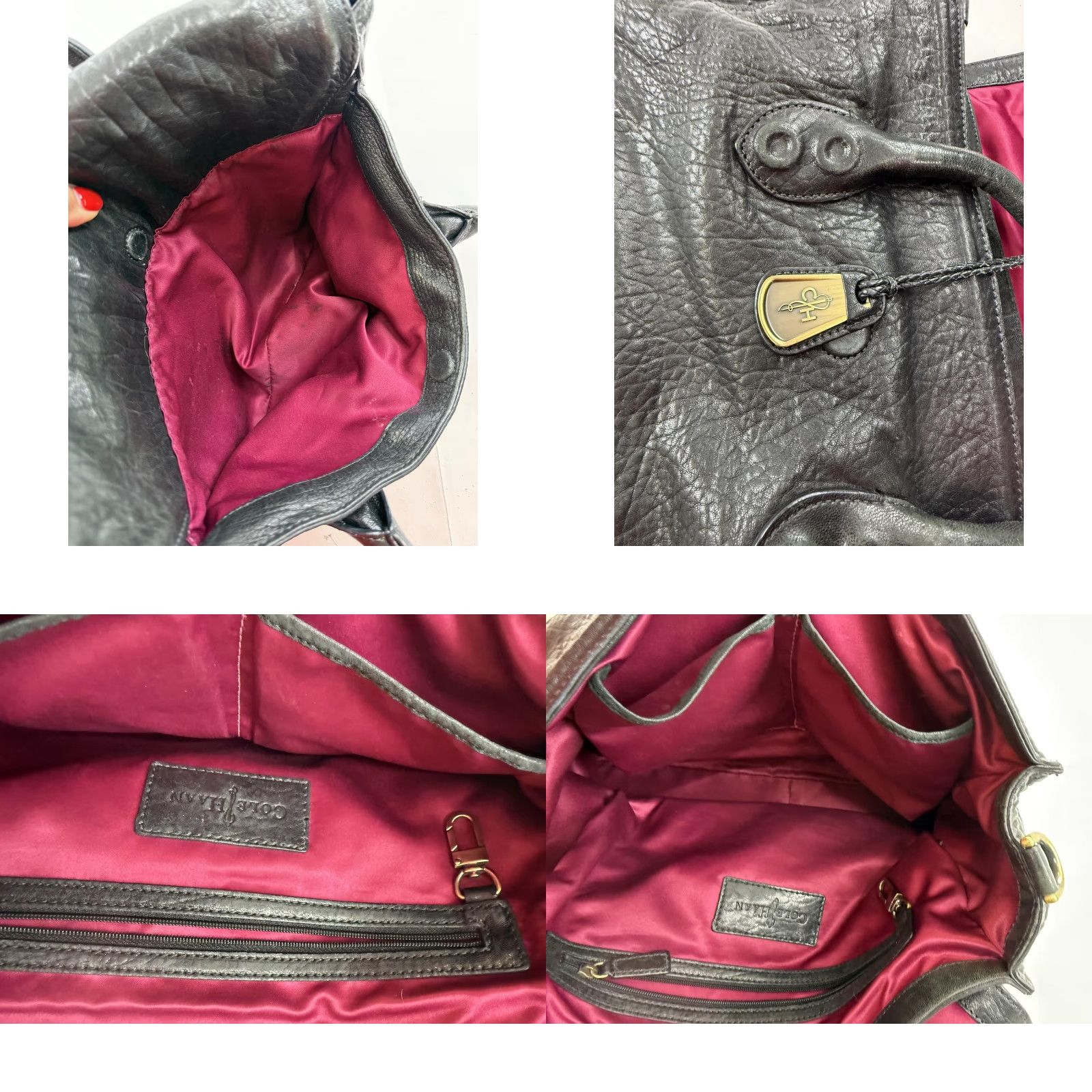 Cole Haan Cole Haan Satchel Bag Womens Medium Black Leather Top Handle Red Lining Purse Size M / US 6-8 / IT 42-44 - 8 Thumbnail