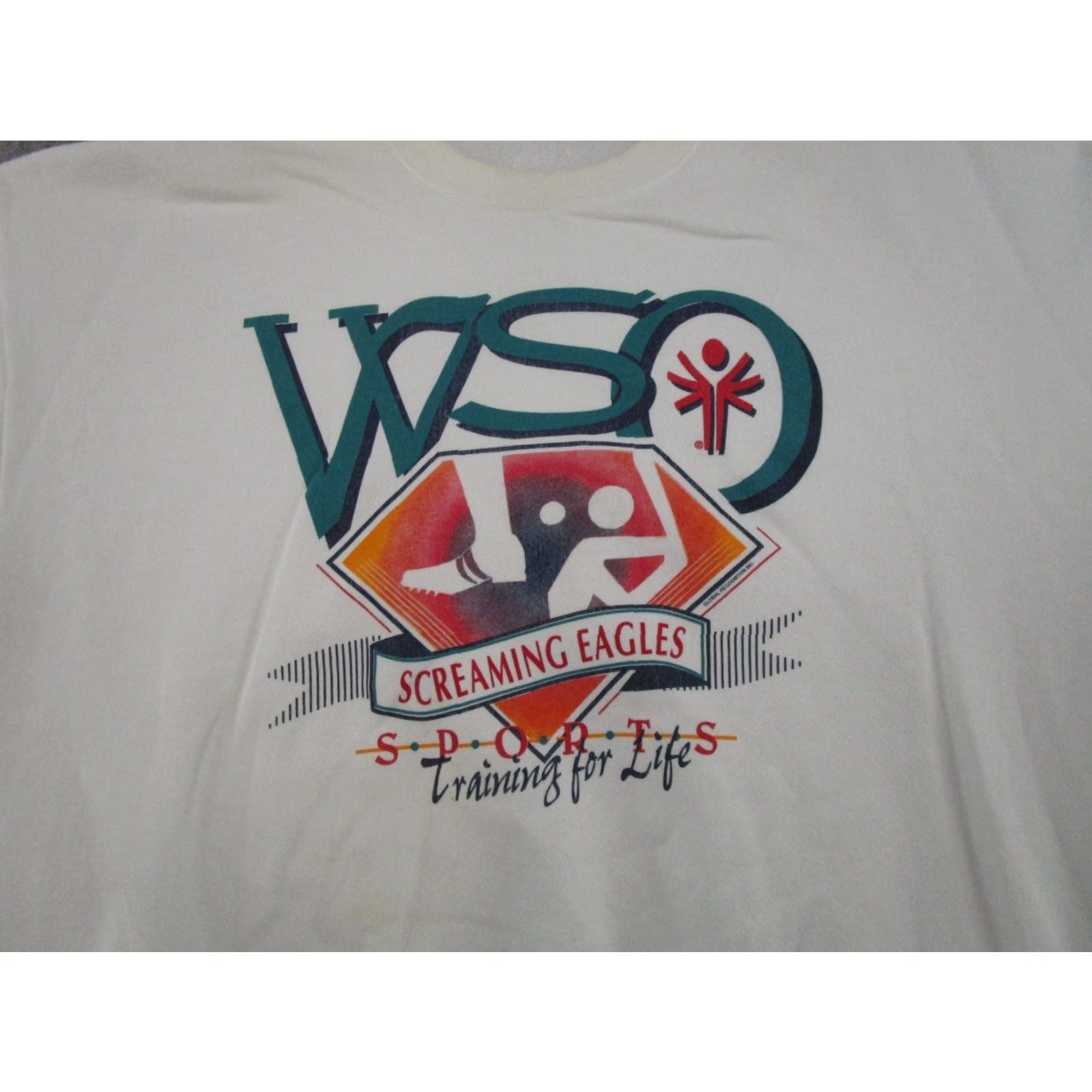 Vintage VTG Wisconsin Special Olympics Pullover Crewneck Sweatshirt 2XL White Cotton Fleece Santee Mens Sweatshirt 90s Sports Hooded Vintage Read Size US XXL / EU 58 / 5 - 2 Thumbnail