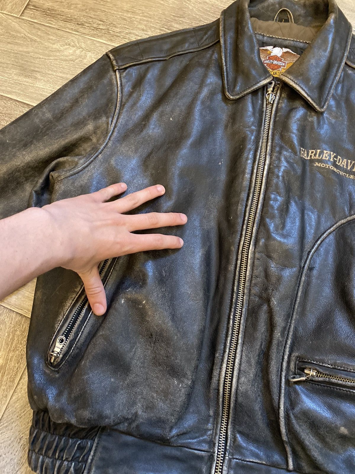 Harley Davidson × Vintage 1993 Harley Davidson vintage leather jacket racing Size US L / EU 52-54 / 3 - 6 Thumbnail