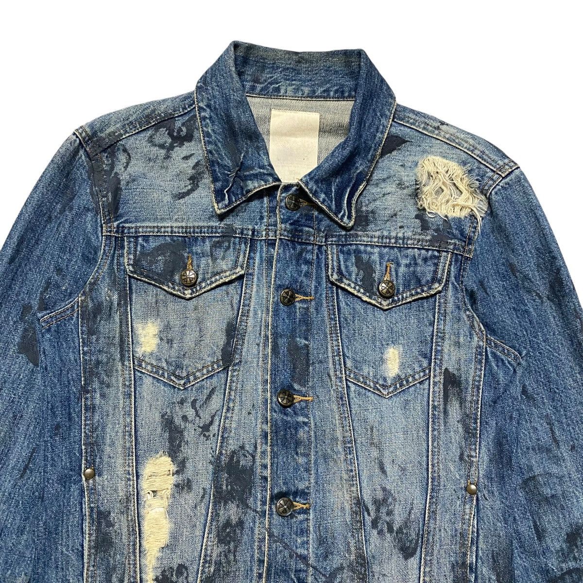 Le Grande Bleu (L.G.B.) MIDAS Machiavel Coated Distressed Denim Jacket Size US S / EU 44-46 / 1 - 3 Thumbnail