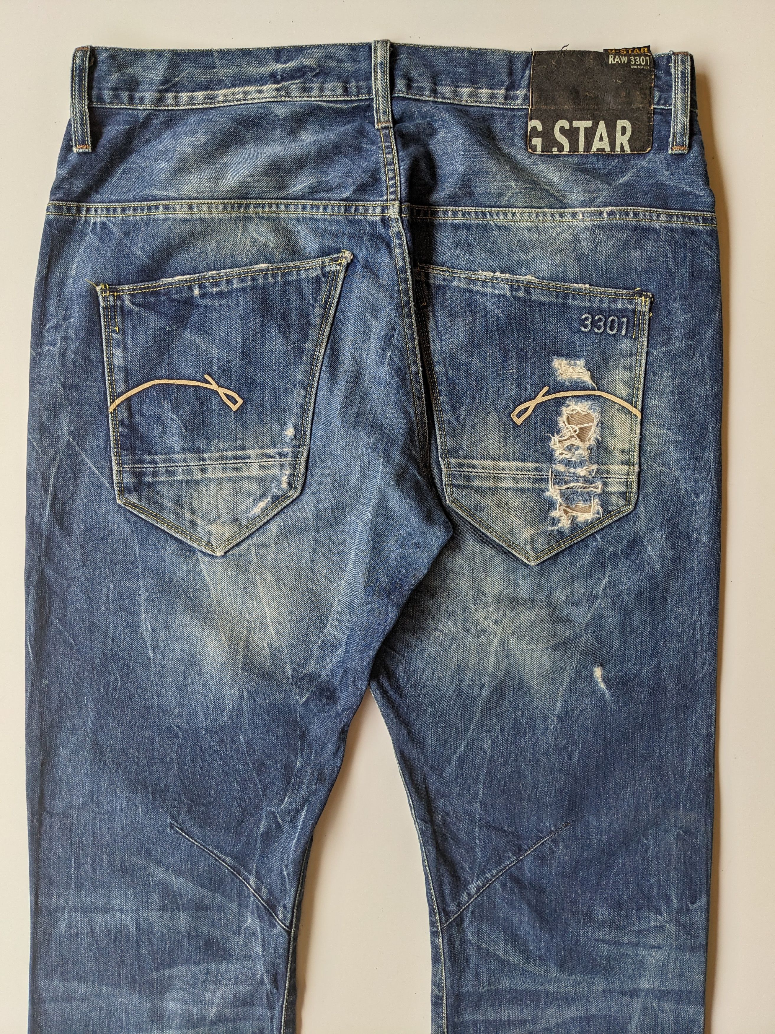 G-Star G-Star Raw 3301 faded distressed jeans Size US 34 / EU 50 - 6 Thumbnail
