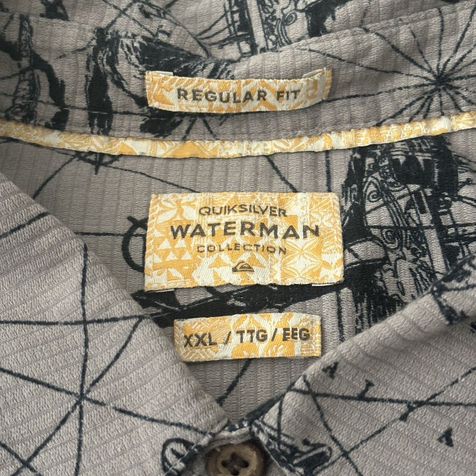 Quiksilver Quiksilver Men’s XXL Waterman Collection Grey Waves Shirt Size US XXL / EU 58 / 5 - 4 Thumbnail