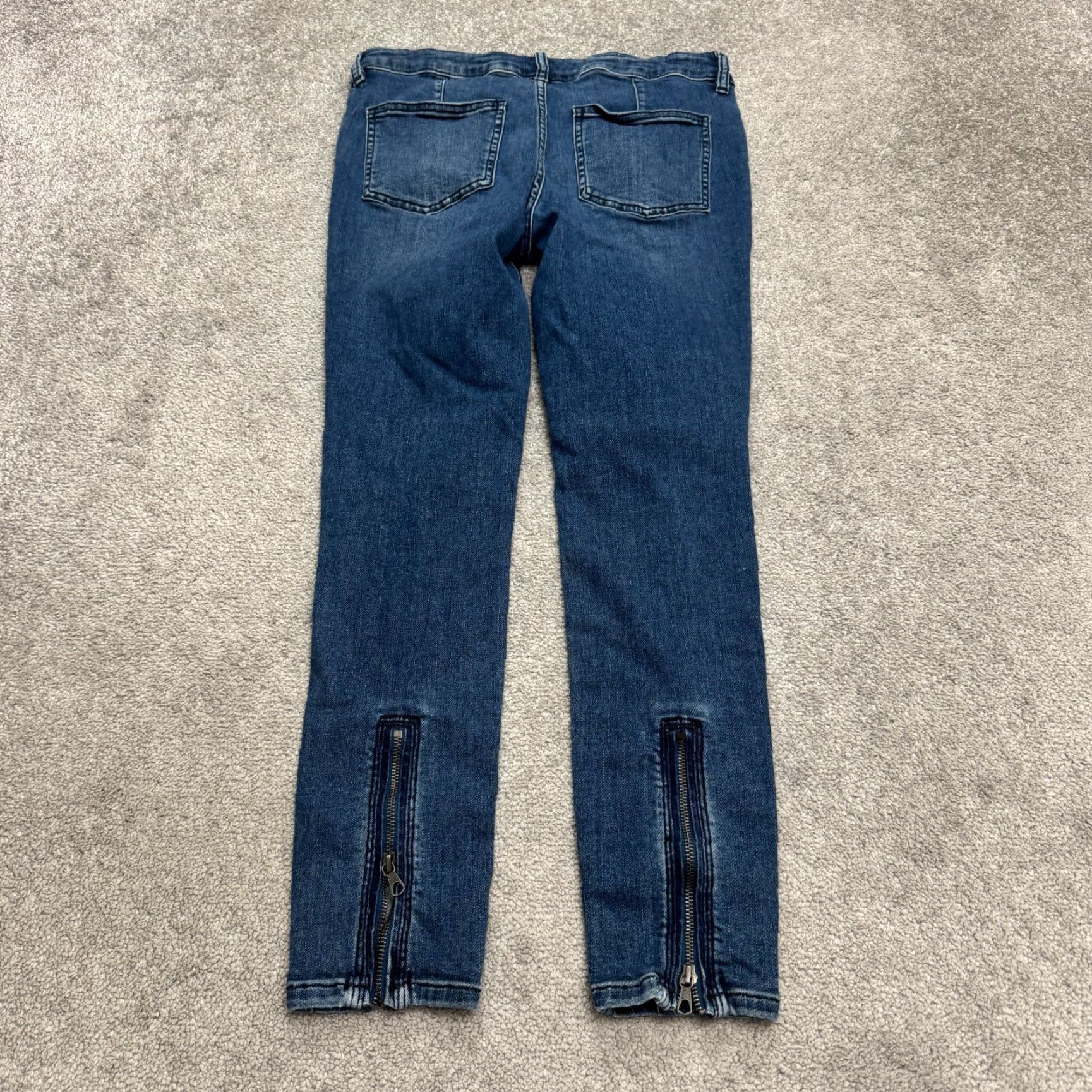 Free People Free People We The Free Moto Biker Skinny Denim Jeans Womens 29 Blue Ankle Zip Shirt? Size 29" - 2 Thumbnail