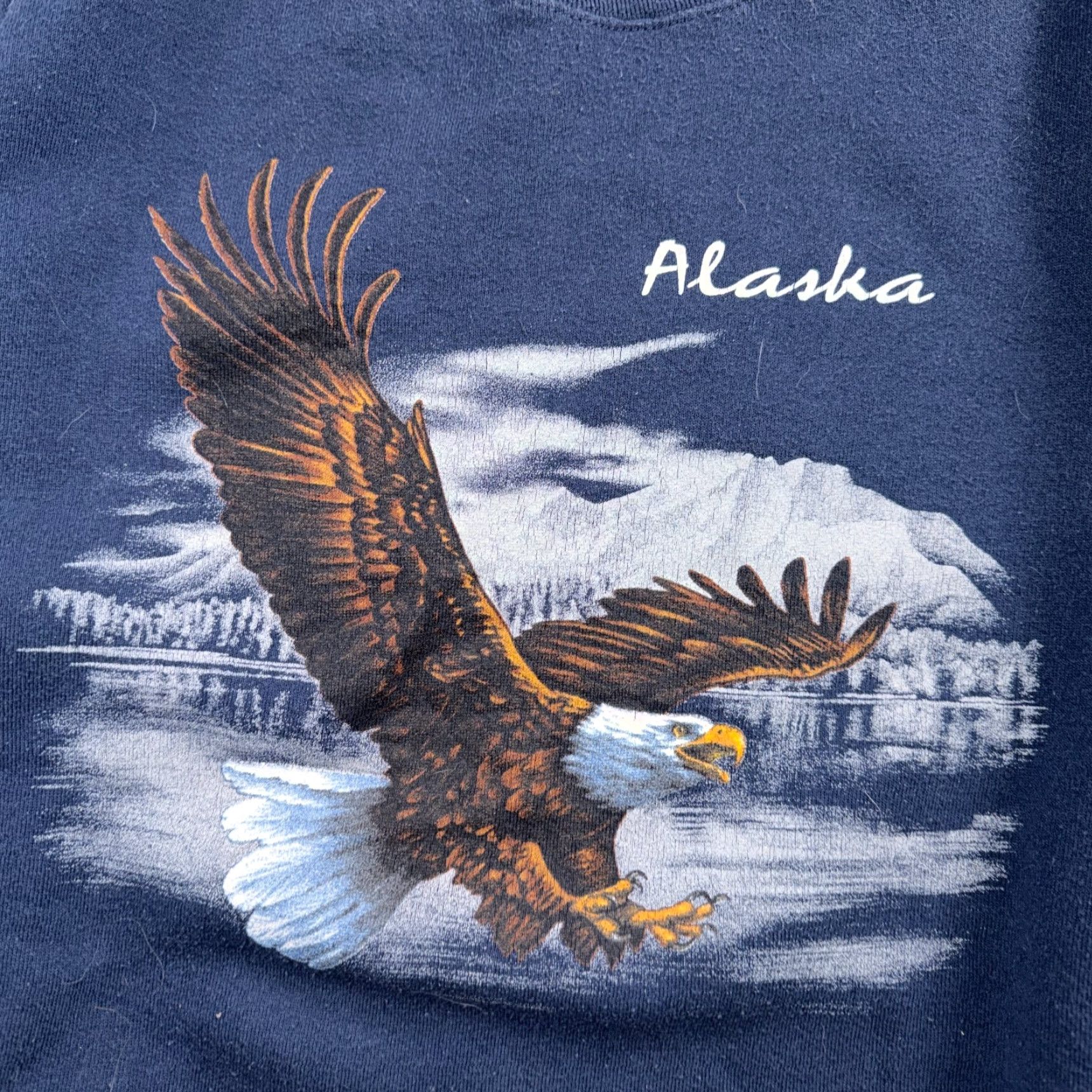 Fruit Of The Loom VTG Alaska Crewneck Sweatshirt USA Patriotic Eagle America Classic Blue Navy Size US L / EU 52-54 / 3 - 2 Thumbnail