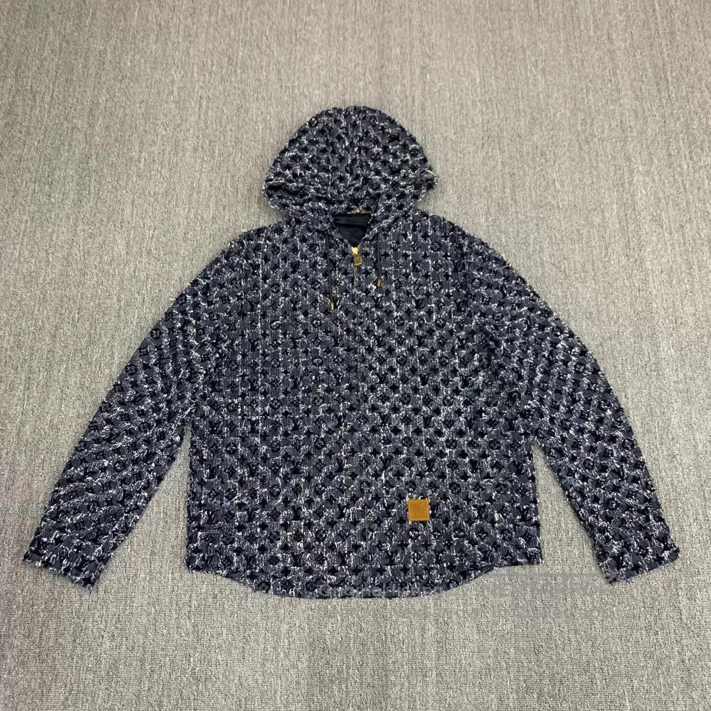 Louis Vuitton Blue Patterned Hoodie with Drawstring - Size M. Size US M / EU 48-50 / 2 - 1 Thumbnail