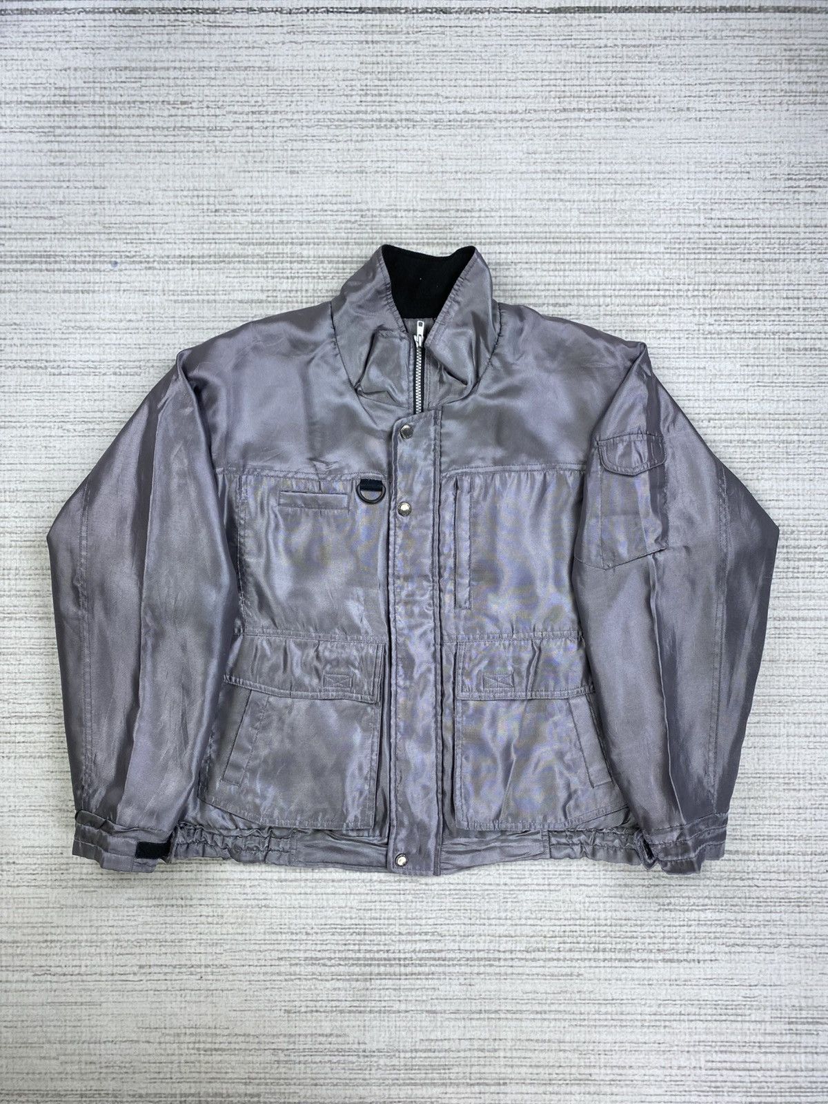 Vintage World Island Multipocket Silver Bomber Jacket