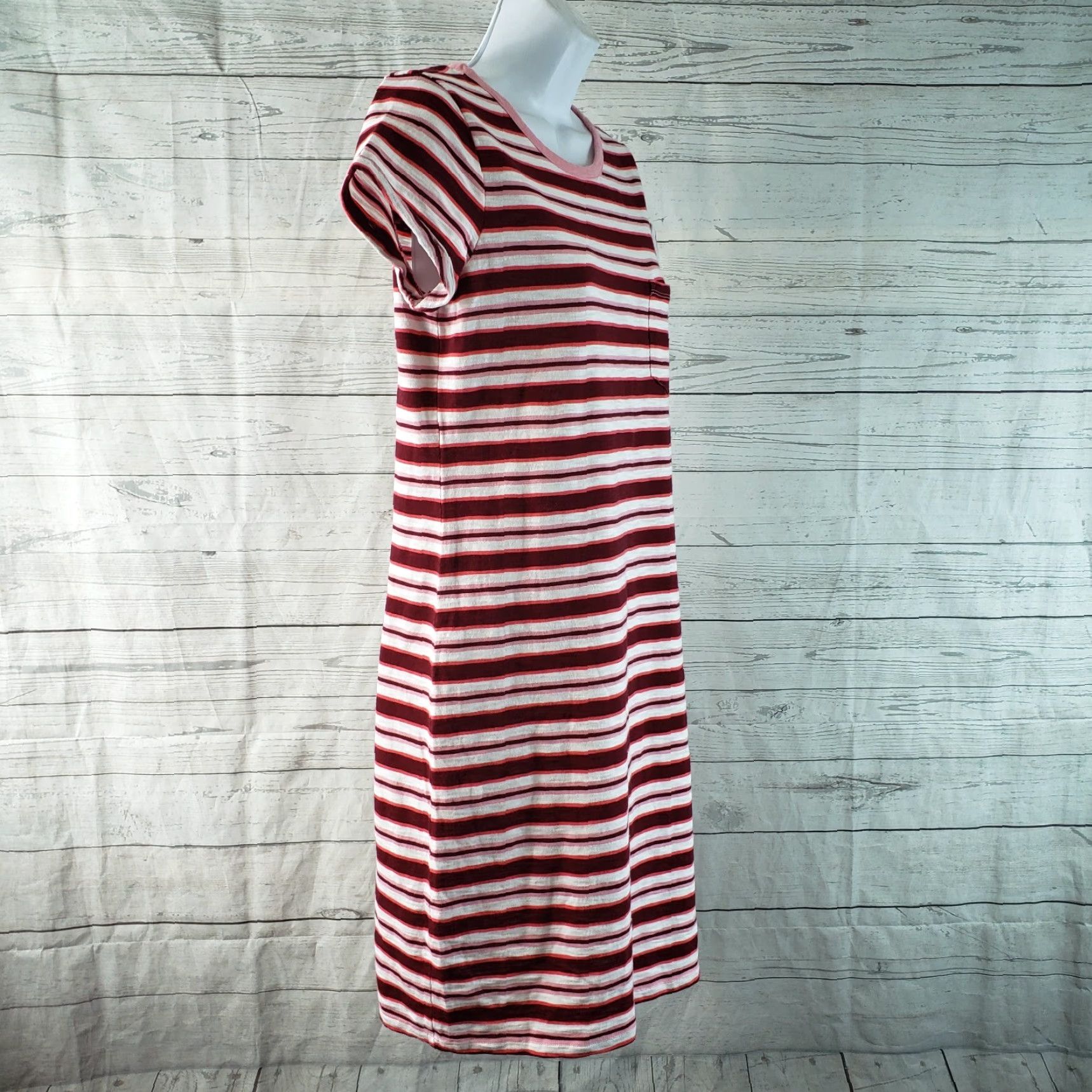 Gap Gap T-Shirt Dress Womens Small Tall Pink Maroon Striped Short Sleeve Size S / US 4 / IT 40 - 3 Thumbnail