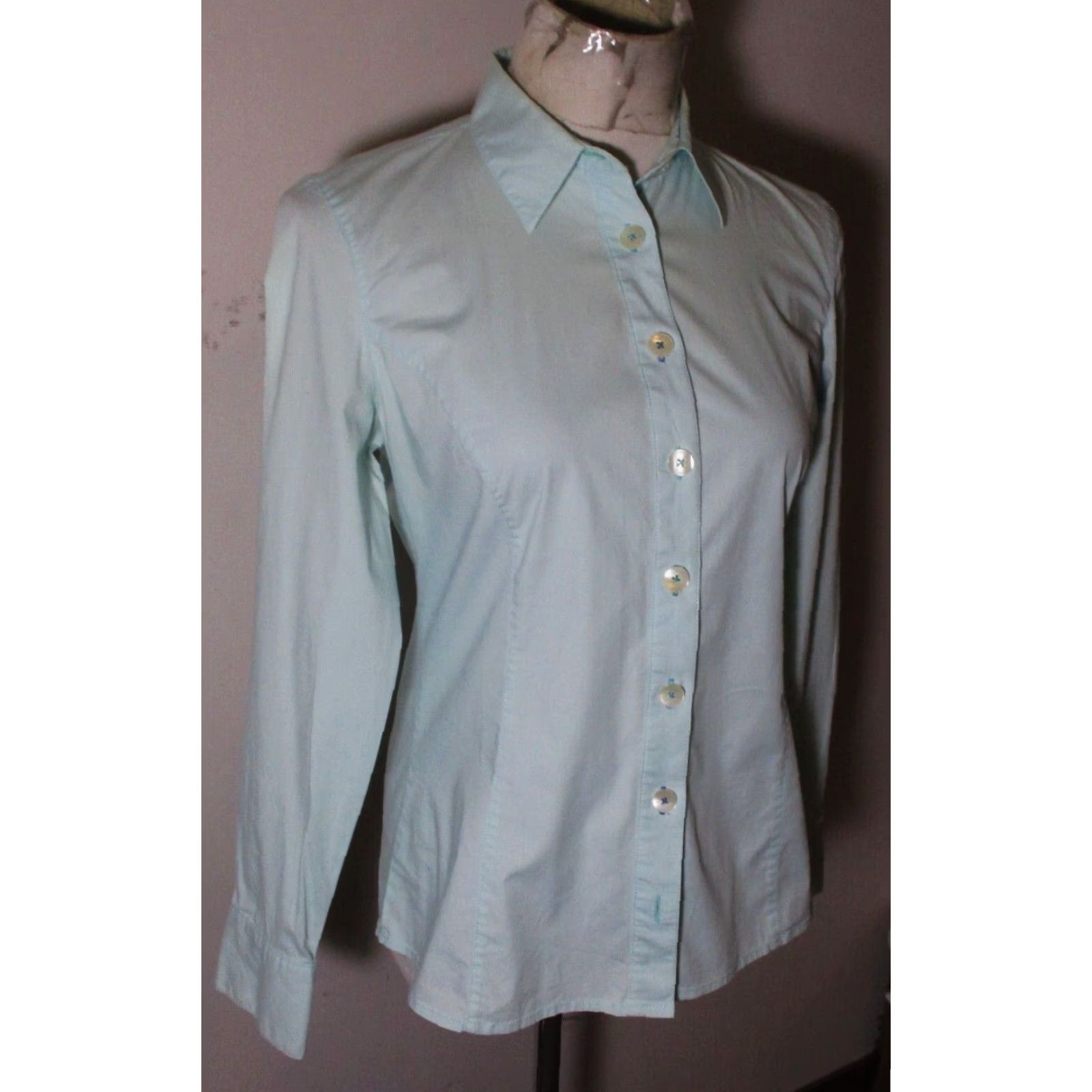 Boden Boden Blouse Shirt Long Sleeve Mint Cotton Stretch 12 Womens Vintage No N/A? Size XL / US 12-14 / IT 48-50 - 3 Thumbnail