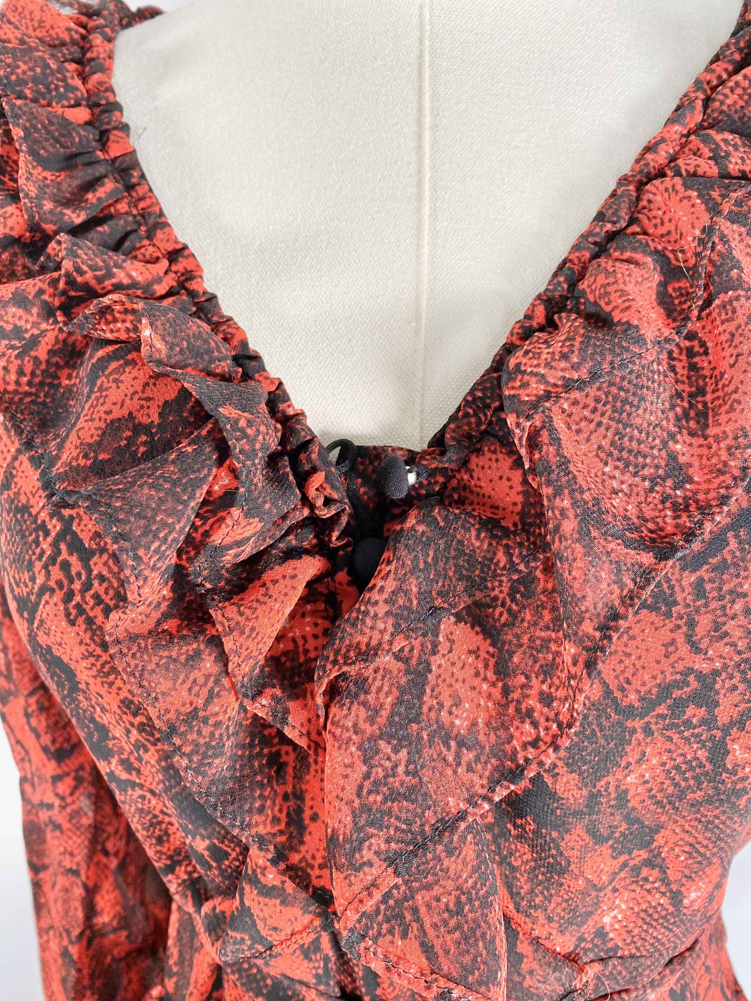 Dolls Kill Buffalo, David Bitton - Red Snake Print Dress Size S / US 4 / IT 40 - 4 Thumbnail