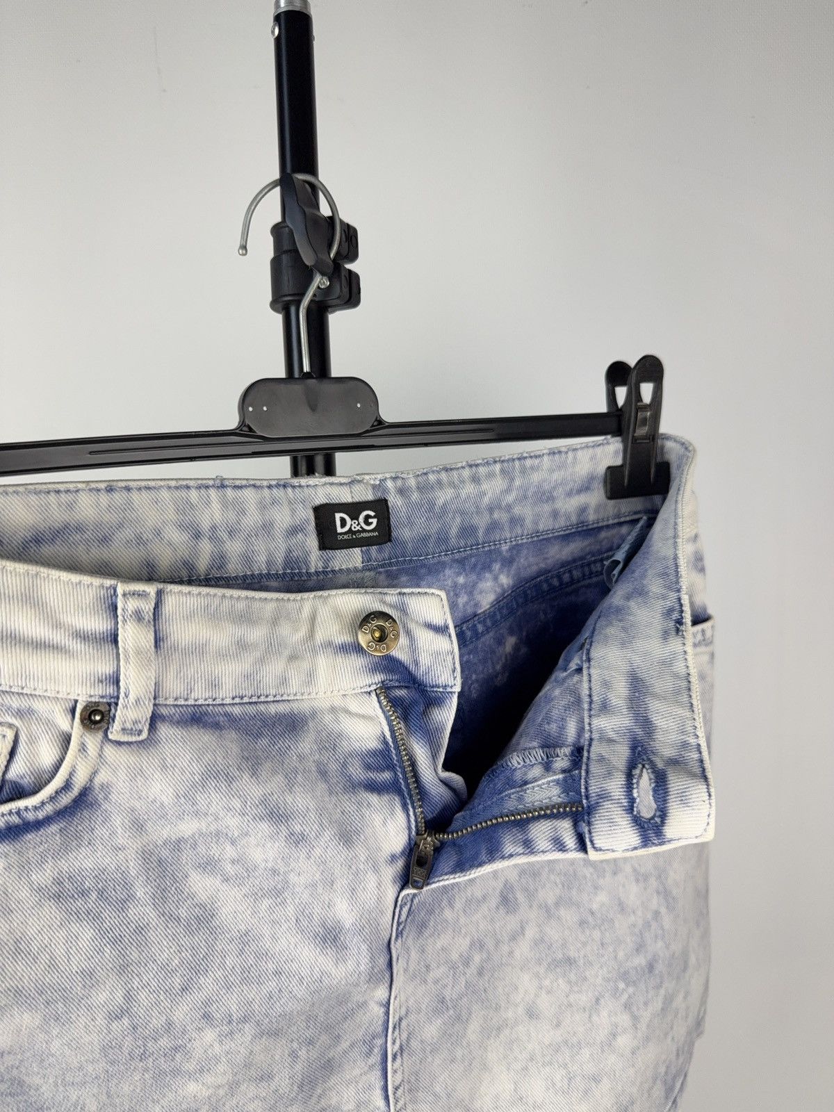 Designer × Dolce & Gabbana D&G Bleached Denim Mini Skirt Y2K Low Rise Size 27 Italy Size 27" / US 4 / IT 40 - 8 Thumbnail