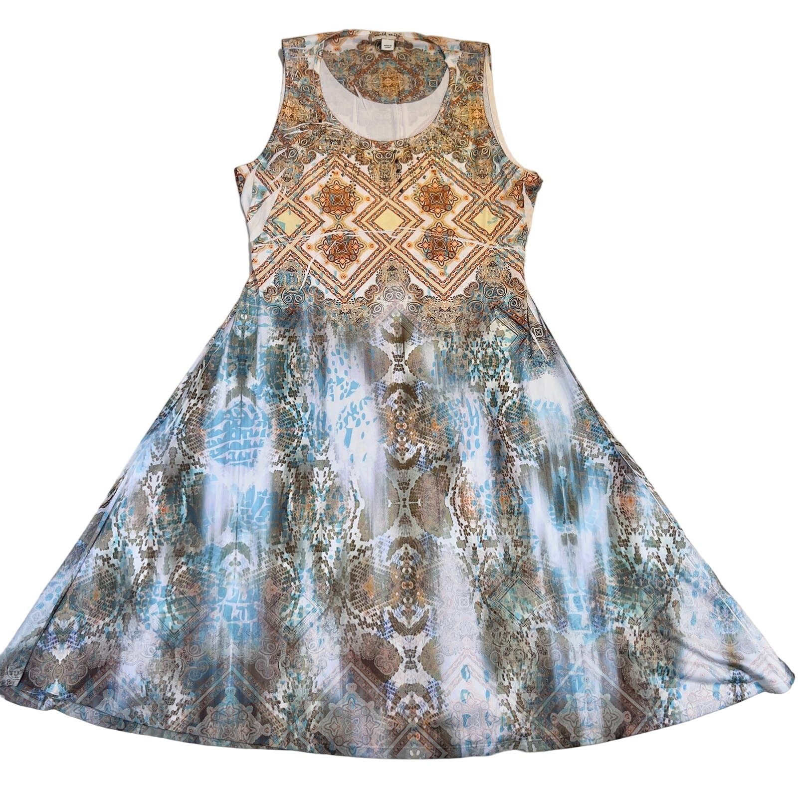 Other World Unity Sleeveless Scoop Neck BOHO Print Mini Dress Size M / US 6-8 / IT 42-44 - 1 Thumbnail