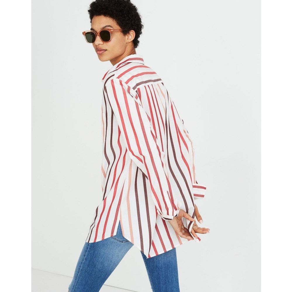 Madewell Madewell Women's XS Striped Button-Up Shirt Long Sleeve Size XS / US 0-2 / IT 36-38 - 2 Thumbnail