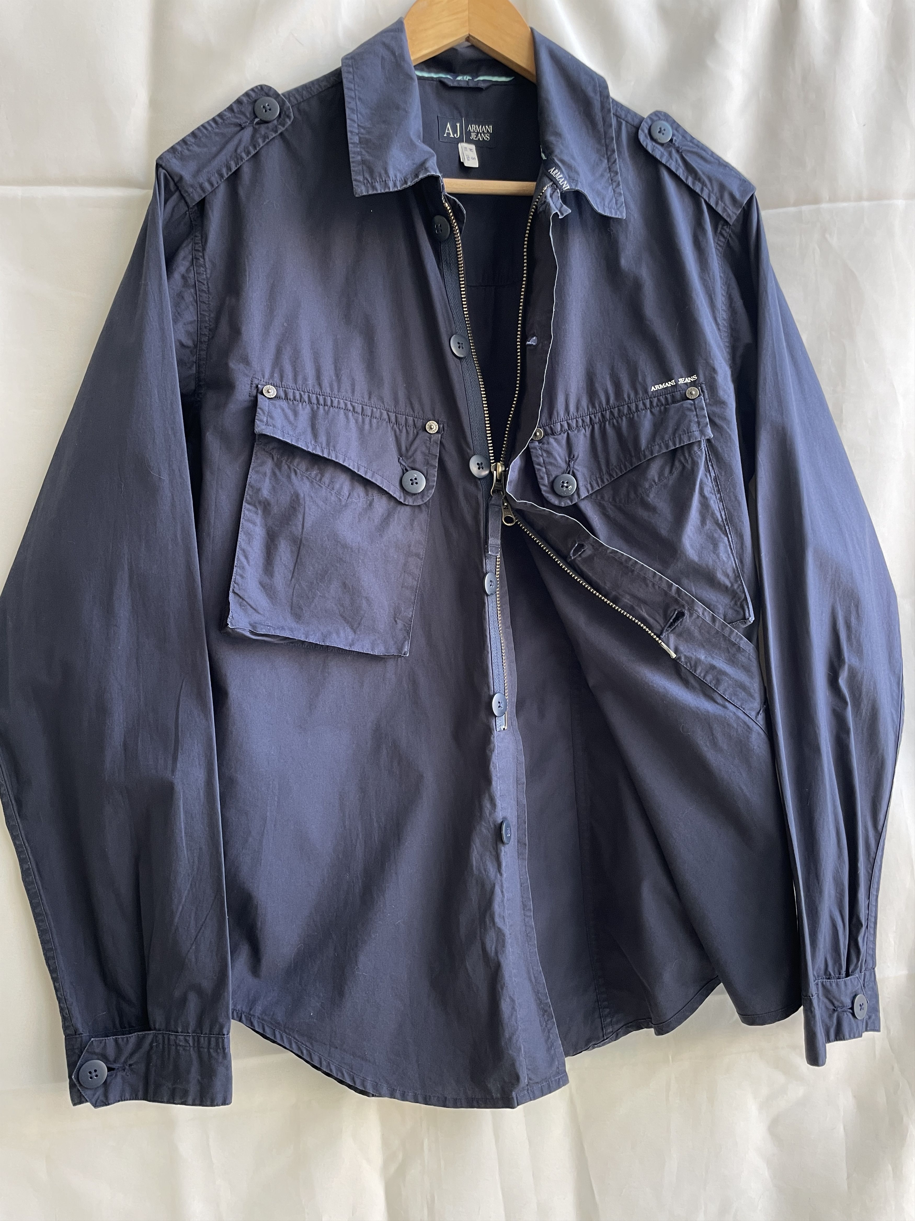 Armani Armani Jeans Vintage Utility Military Navy Zip Shirt Size US S / EU 44-46 / 1 - 3 Thumbnail
