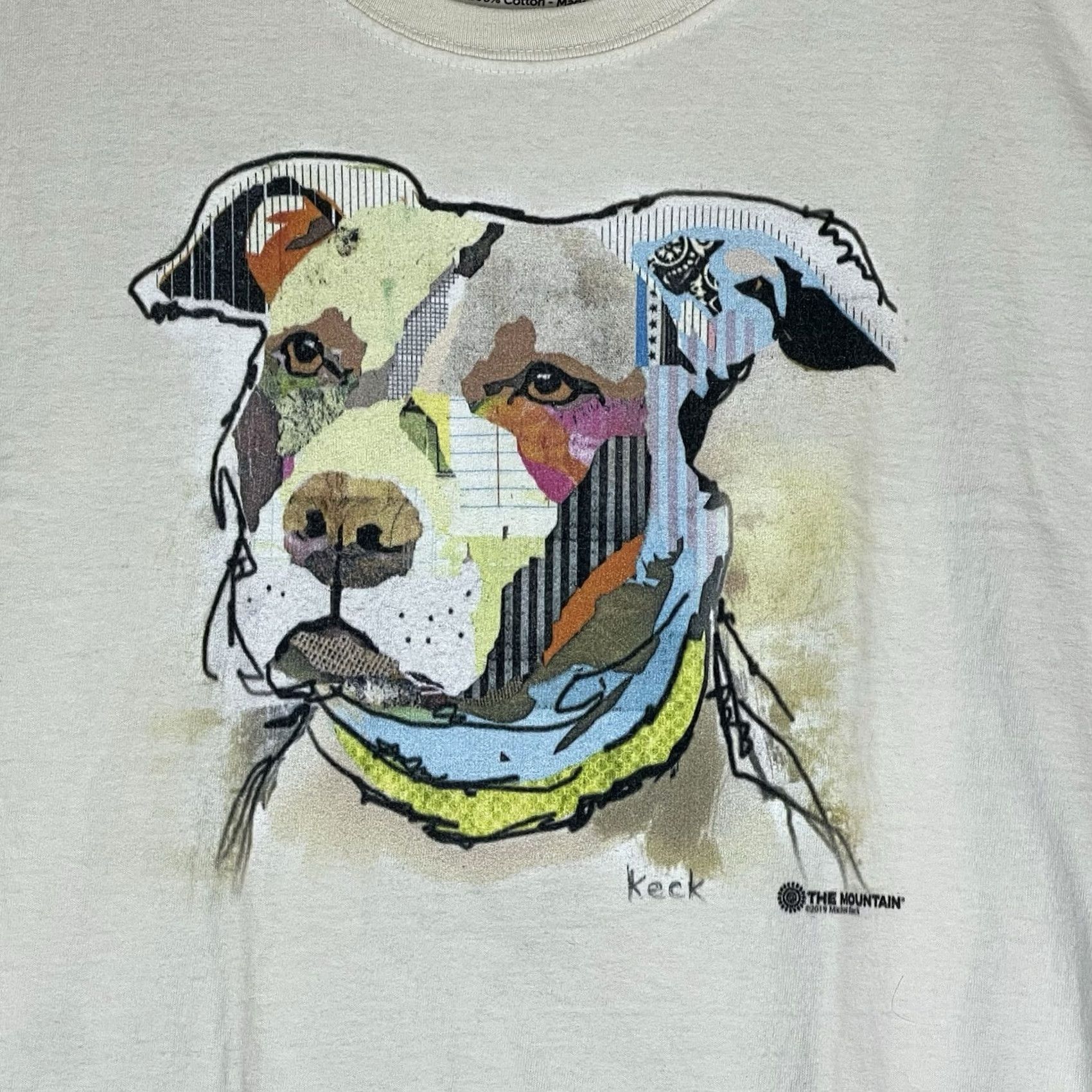 The Mountain The Mountain T-Shirt Mens L Ivory Pit Bull Dog Face 2014 Graphic Short Sleeve Size US L / EU 52-54 / 3 - 2 Thumbnail
