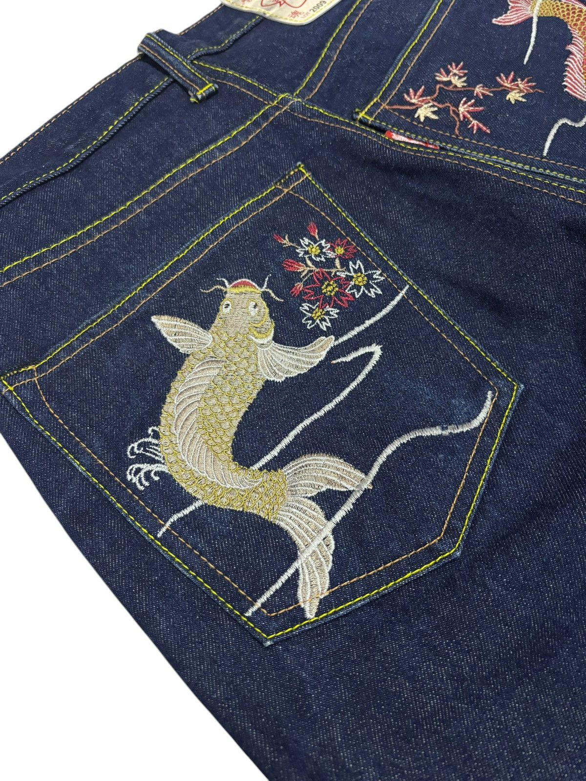 Japanese Brand × Kings Of Indigo × Seditionaries 🔥RARE🔥 Soul Of Koi Embroidered KOI Fish Denim Jeans Size US 30 / EU 46 - 11 Thumbnail