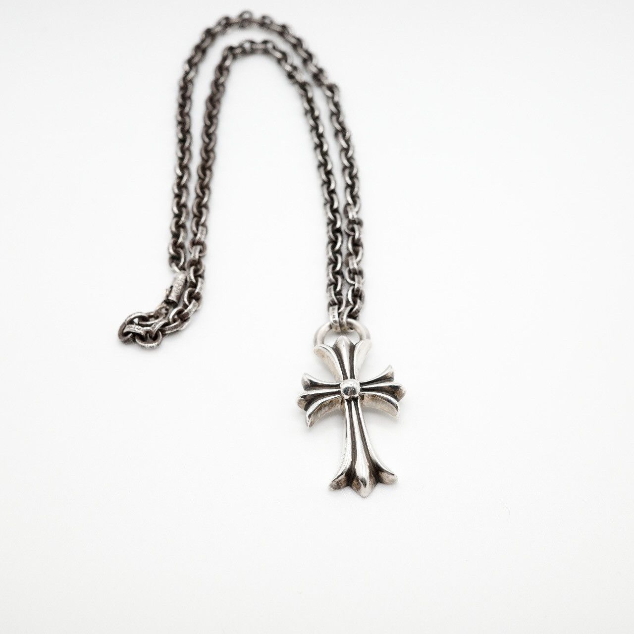 Chrome Hearts Chrome Hearts Cross SML With Paper Chain 20inch Necklace ...