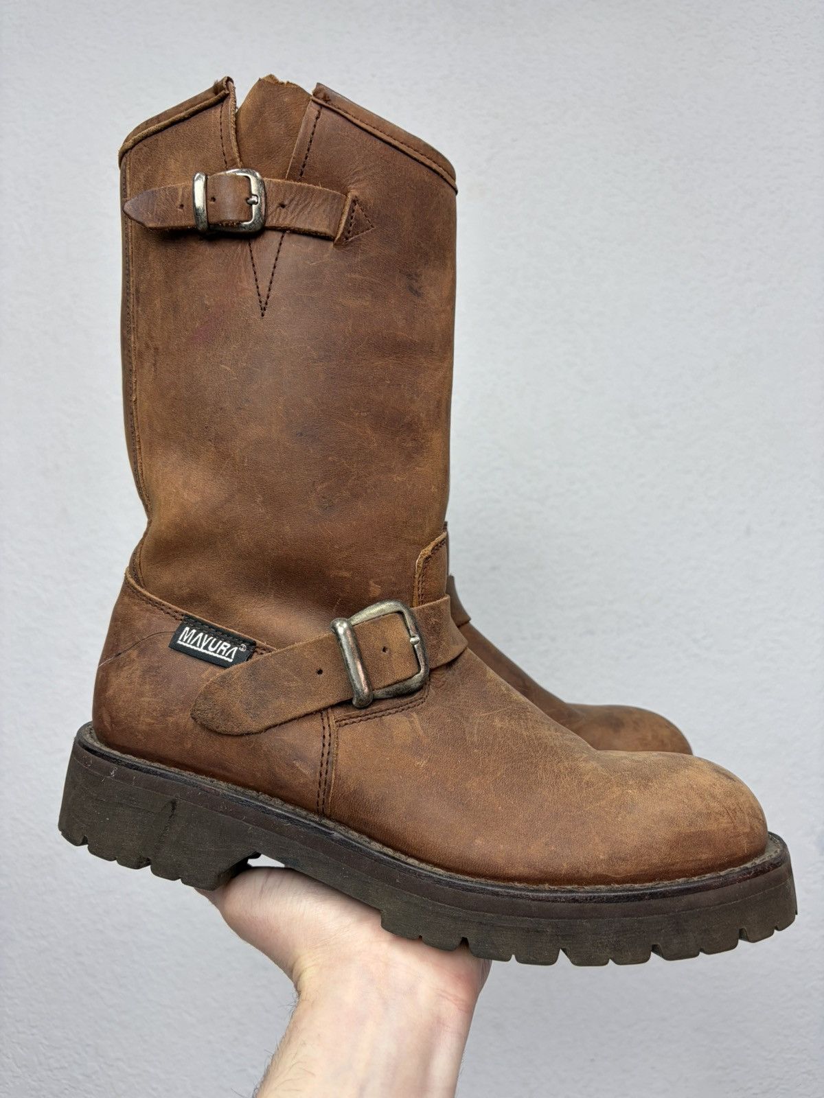 Harley Davidson Double Buckle Black Moto Boots Red Wing Frye Guidi Inspired Size US 8 / EU 41 - 11 Thumbnail