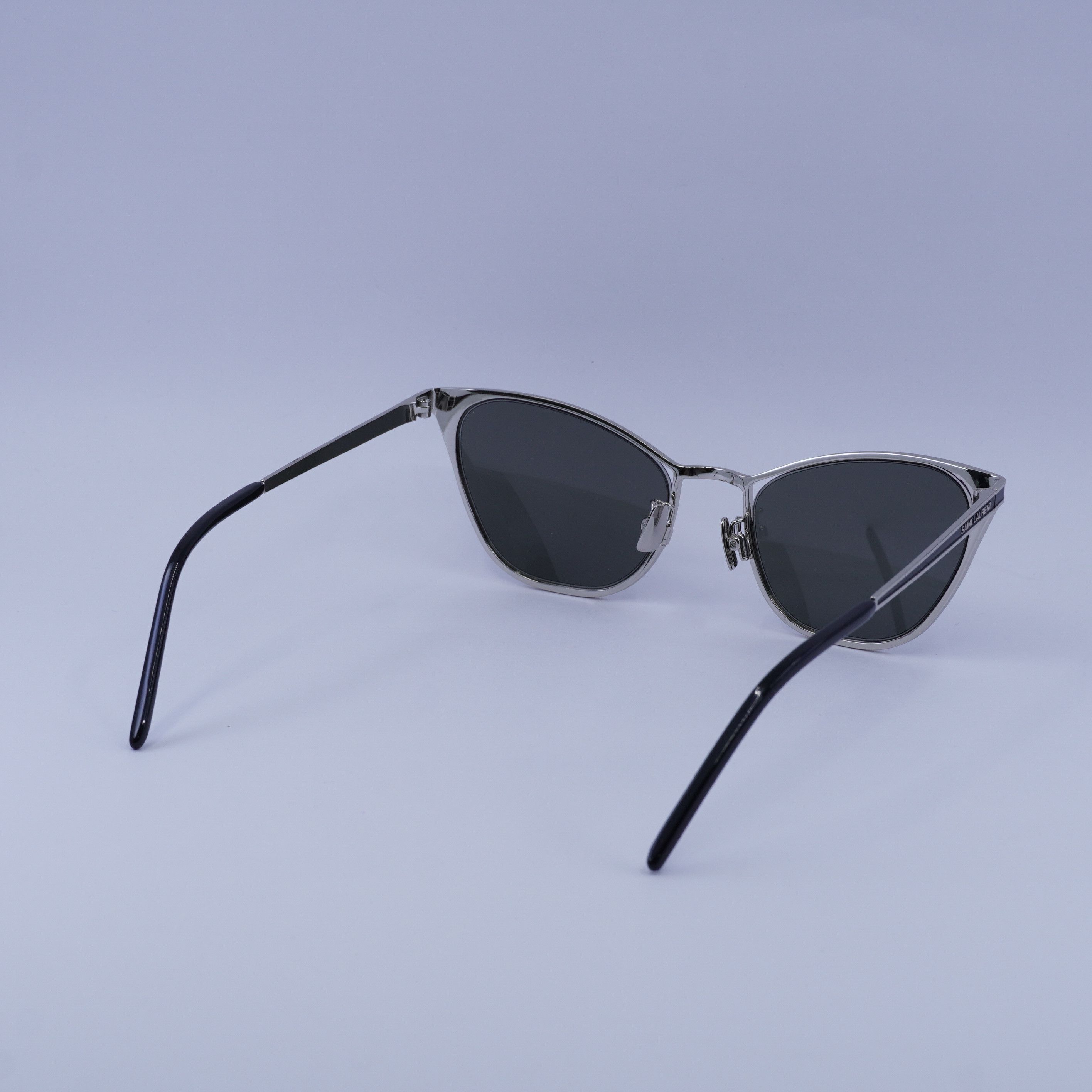 Saint Laurent Paris Saint Laurent SL409 001 Sunglasses Silver Cat Eye Frame Size ONE SIZE - 5 Thumbnail