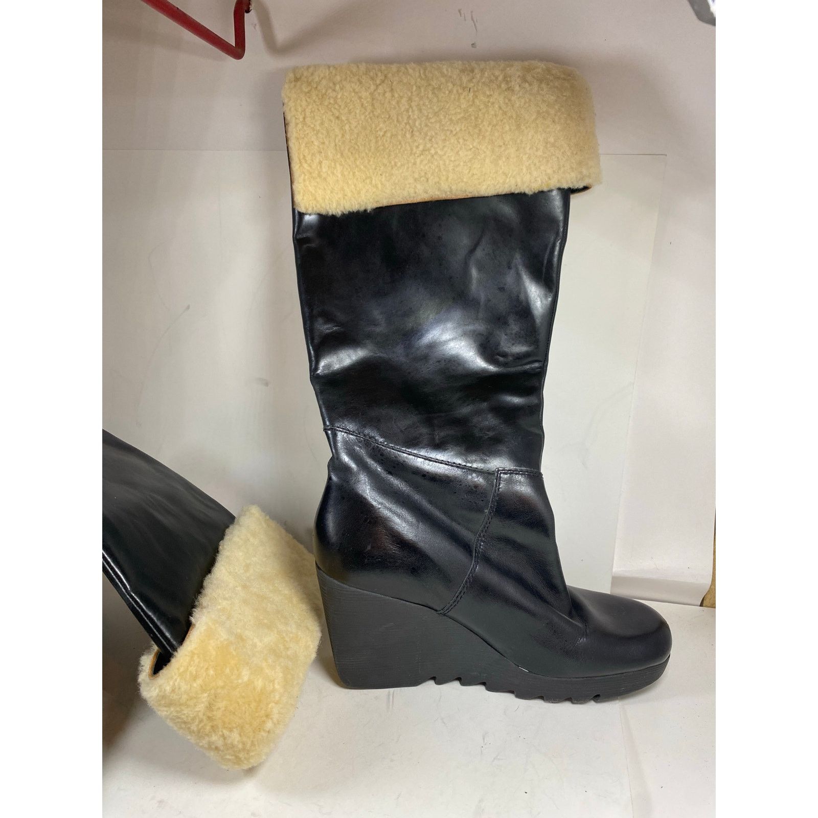Michael Kors Michael Kors Platform Wedge Black Leather Boots 8.5W Size US 8.5 / IT 38.5 - 9 Thumbnail