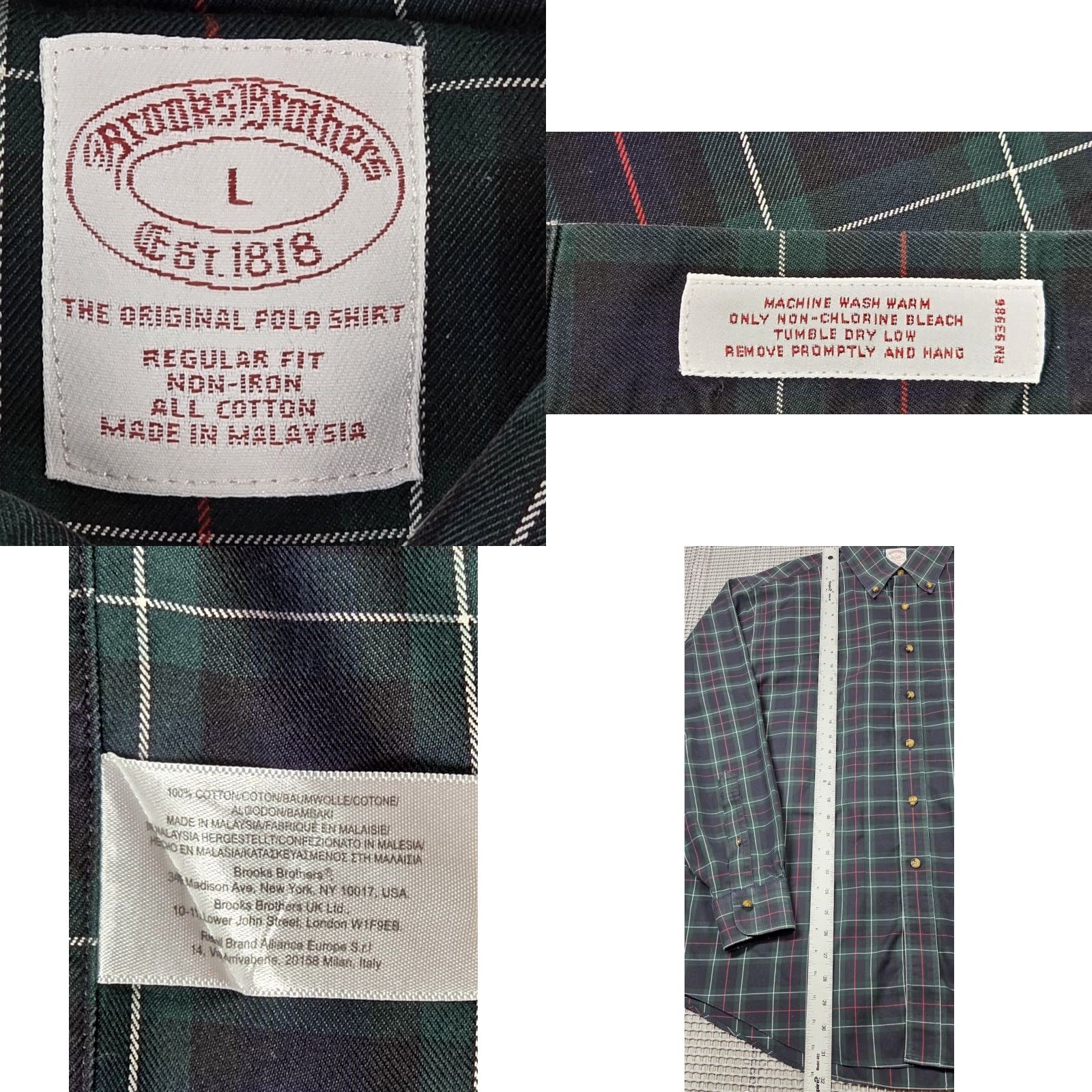 Brooks Brothers Brooks Brothers Button Up Shirt L Regular Fit Blue Plaid Long Sleeve - Men's Button-Down OCBD Oxford Office Shirt Size US L / EU 52-54 / 3 - 8 Thumbnail