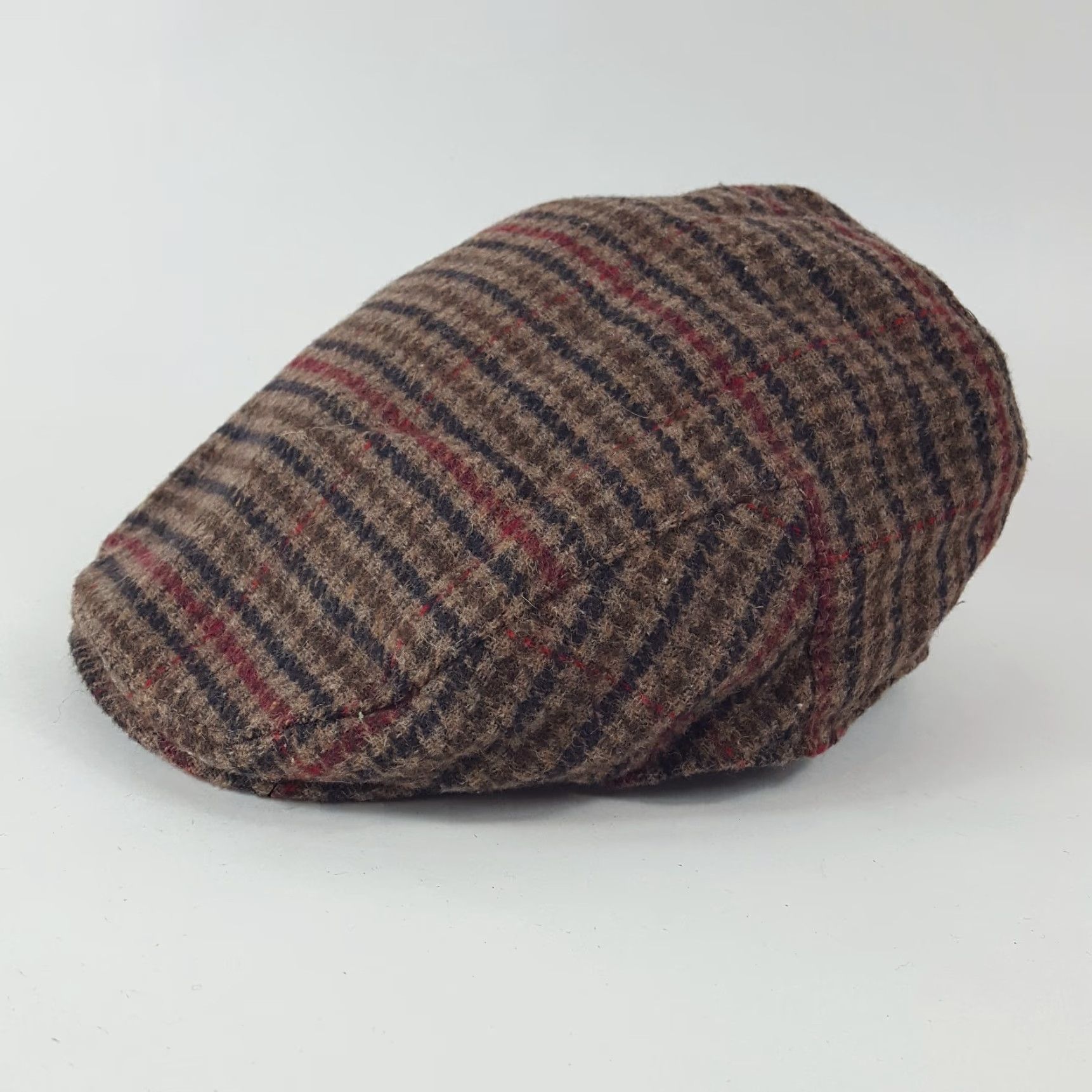 Vintage VINTAGE Macahel Houndstooth Plaid Newsboy Cap Size Medium Brown Tweed 90s Mens Size ONE SIZE - 4 Thumbnail