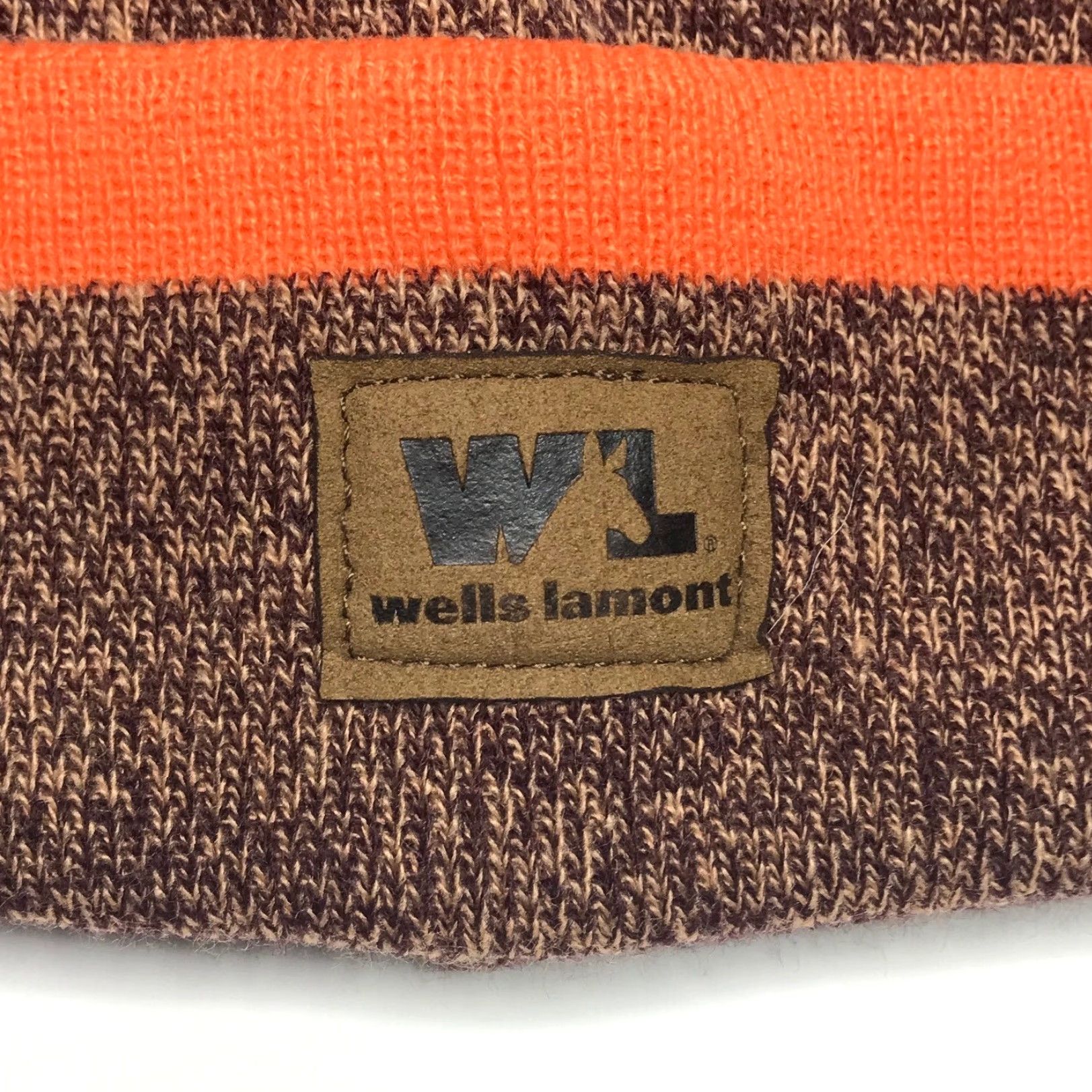 Vintage Wells Lamount Beanie Knit Hat Men Unisex Heather Brown Orange / Beanie / One Size / Brown / Classic Outdoor Ski Hunting Winter Knit / Mens Size ONE SIZE - 2 Thumbnail