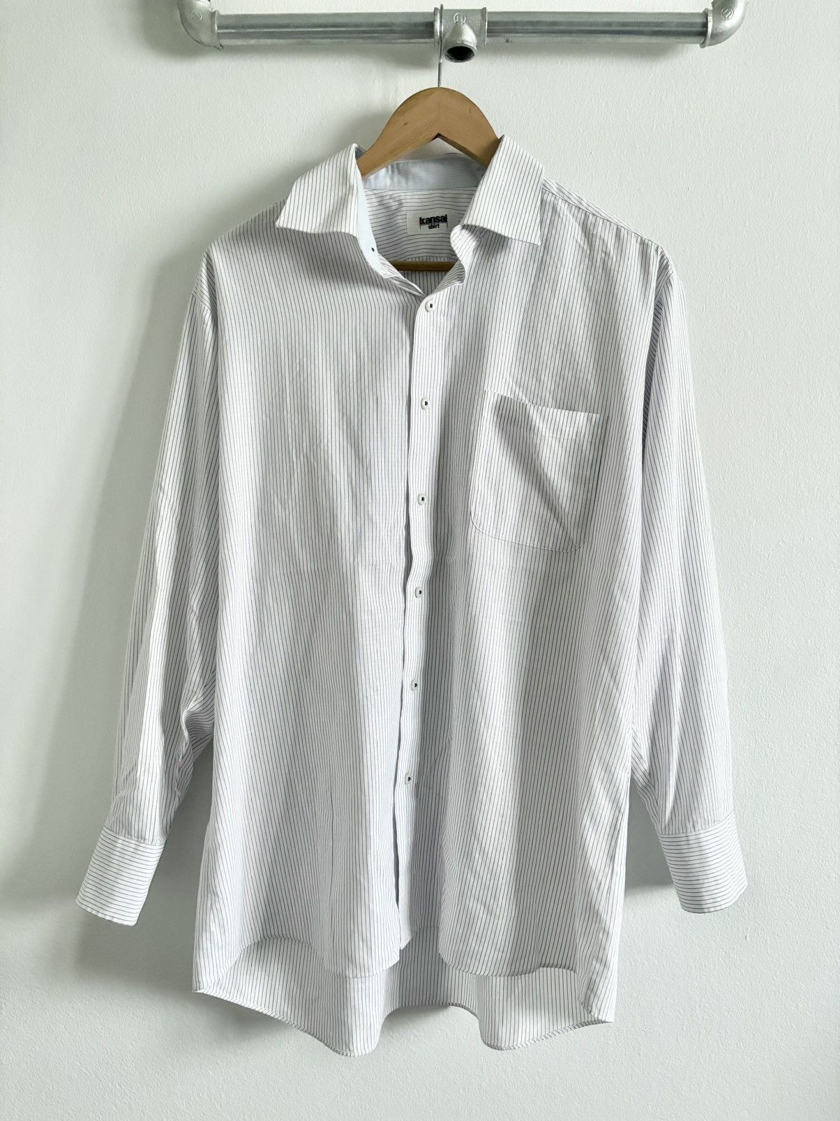 Kansai Yamamoto Kansai Button Up Shirt long Sleeve (white and blue color) Size US XL / EU 56 / 4 - 1 Thumbnail