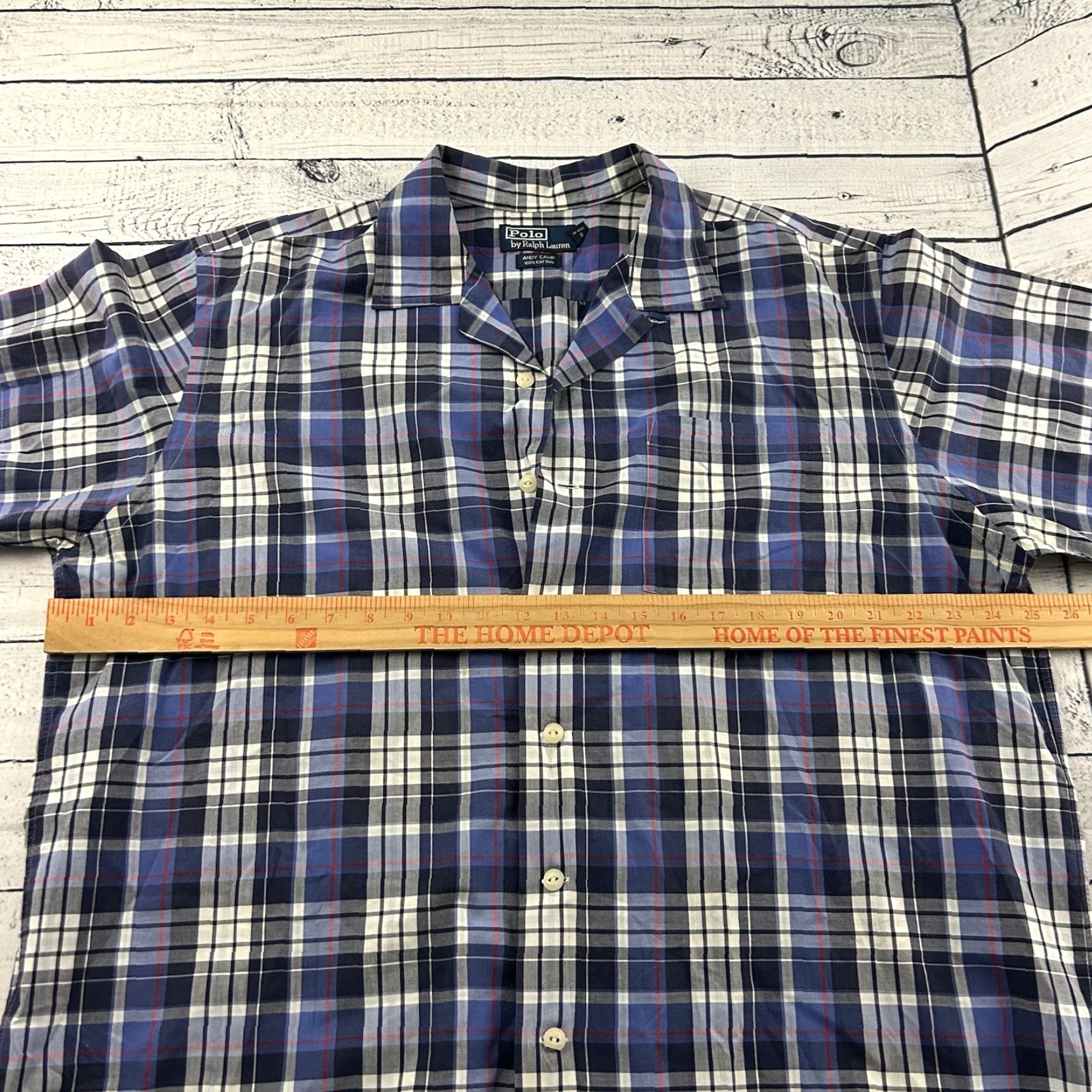 Polo Ralph Lauren Polo Ralph Lauren Andy Camp Short Sleeve Plaid Button Front Shirt Men's L Blue Size US L / EU 52-54 / 3 - 5 Thumbnail