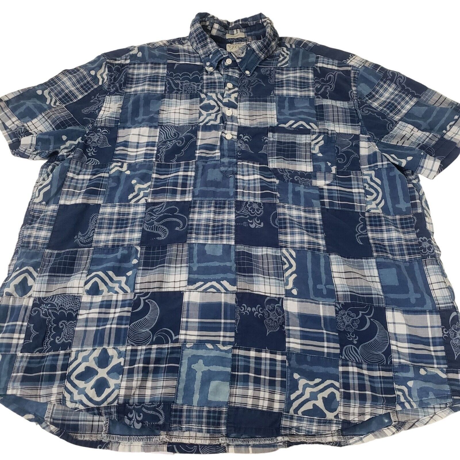 J.Crew J Crew Patchwork Madras Classic Fit Shirt Mens Medium Blue Size M / US 6-8 / IT 42-44 - 1 Thumbnail