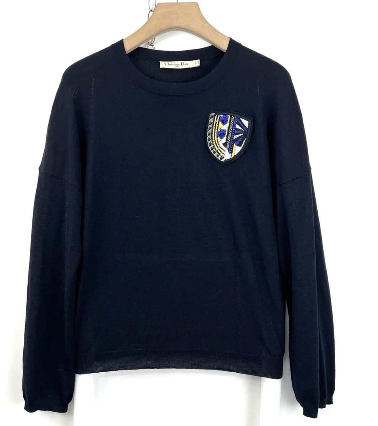 Dior Dior Navy Blue Emblem Embroidered Knit Sweater K12 Size S / US 4 / IT 40 - 1 Thumbnail