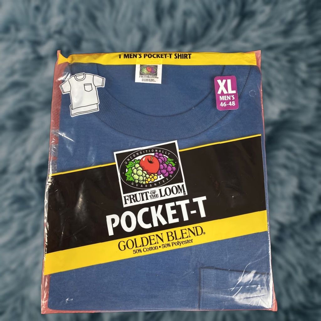 Fruit Of The Loom VINTAGE Fruit of the Loom NOS 50/50 Blend Pocket T Shirt Blue Mens XL Pocket Shirt Men Black XL Size US XL / EU 56 / 4 - 1 Thumbnail