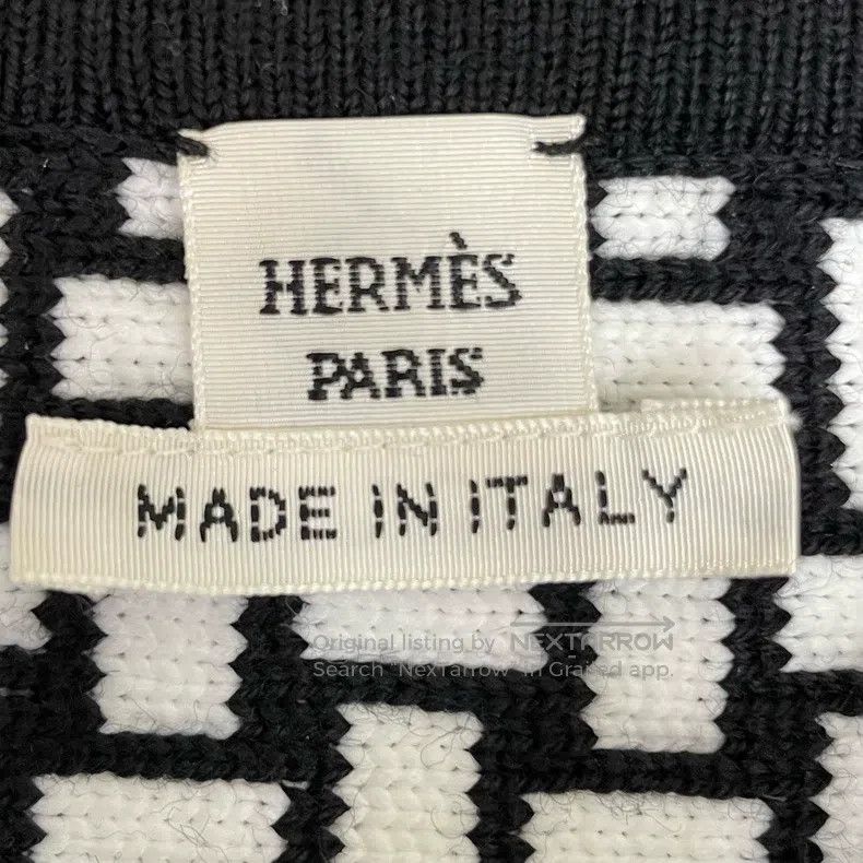 Hermes Hermes Black and White Woven Print Knit Jacket Size XXS / US 00 / IT 34 - 5 Thumbnail