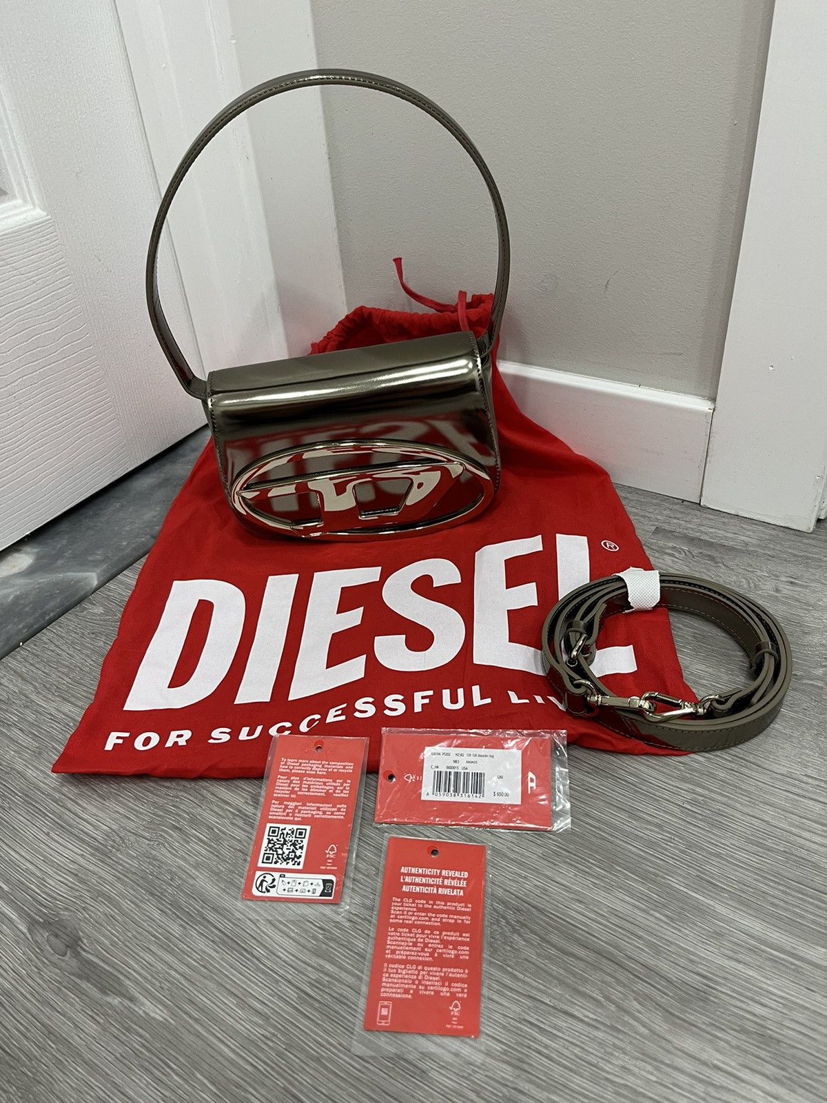 Diesel 1DR-Iconic shoulder bag in mirrored leather Size ONE SIZE - 2 Thumbnail