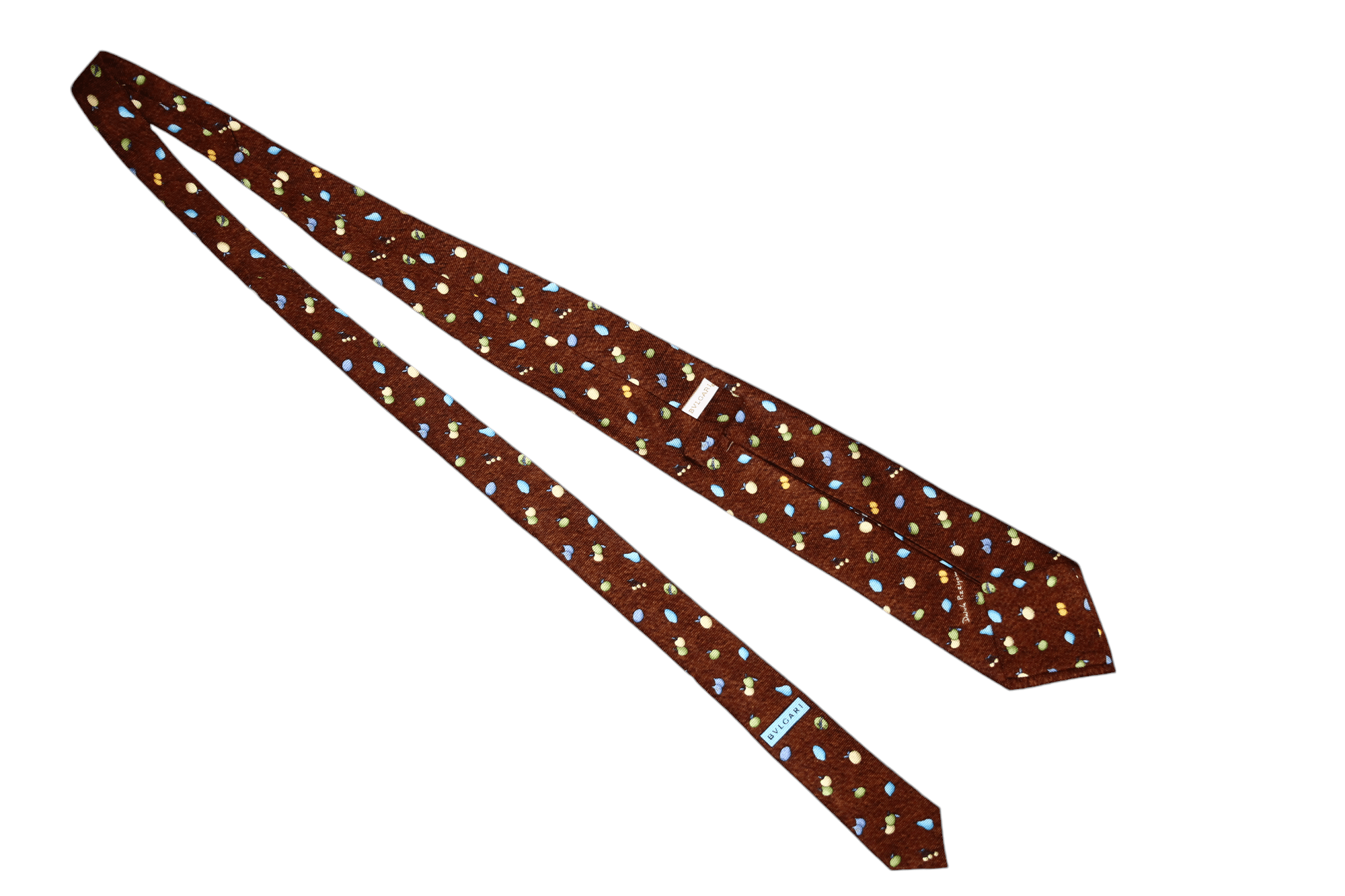 Bvlgari Bvlgari David Pizzigoni Hand Pattern Fruits Artwork Silk Tie Size ONE SIZE - 8 Thumbnail