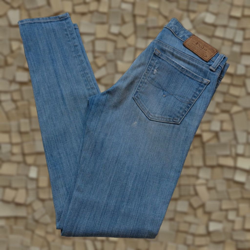 Ralph Lauren RALPH LAUREN POLO VTG Y2K 90s RETRO TOMPKINS SKINNY BLUE JEAN DENIM PANTS SZ 28 Size 28" / US 6 / IT 42 - 1 Thumbnail