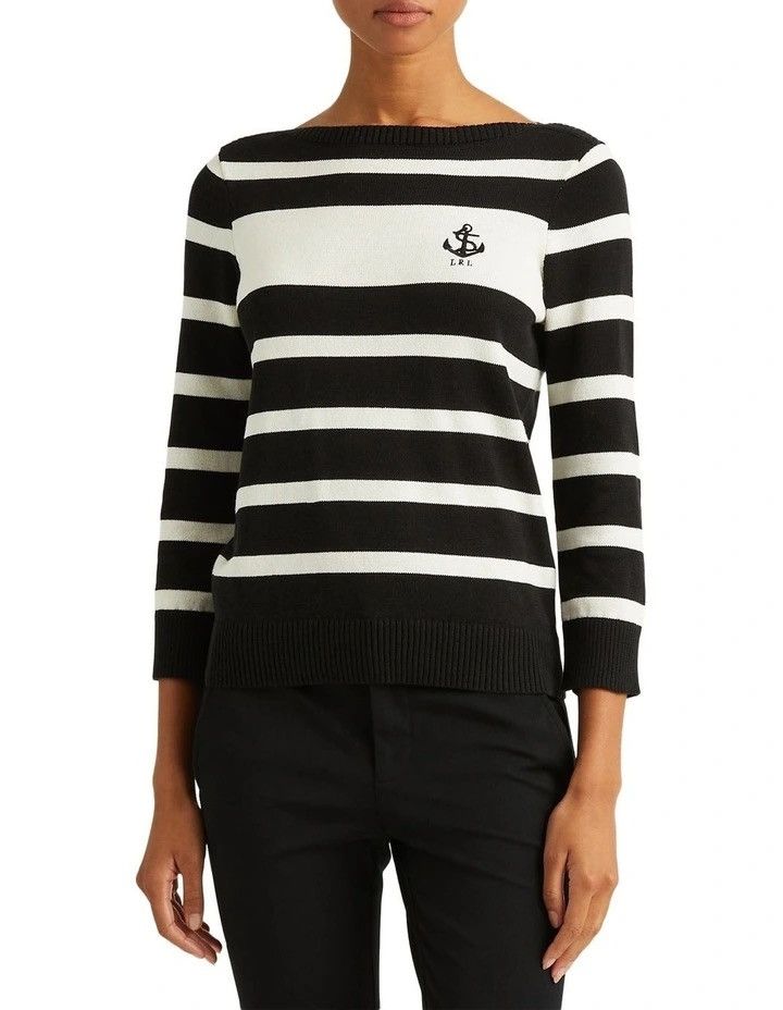 Polo Ralph Lauren Ralph Lauren Black Label Striped Boatneck Sweater Size S Size S / US 4 / IT 40 - 1 Thumbnail
