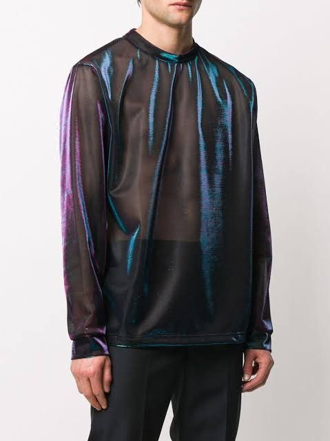Acne Studios Acne Studios Iridescent Mesh Long Sleeve Top Size US XL / EU 56 / 4 - 1 Thumbnail