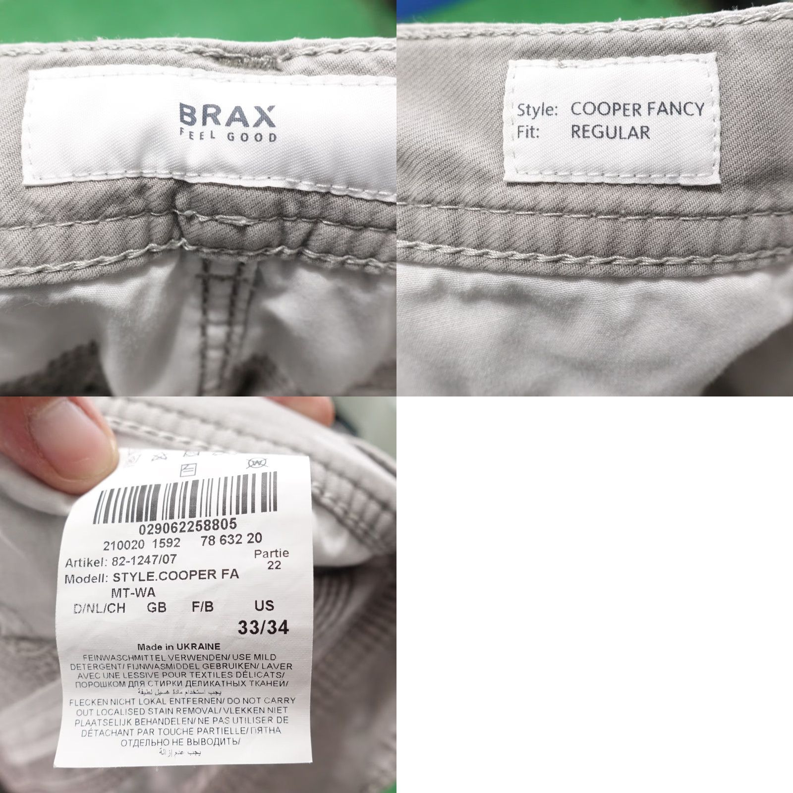 BRAX BRAX Chino Pants Regular Fit Gray 33x27 Mens Casual Size US 33 - 8 Thumbnail