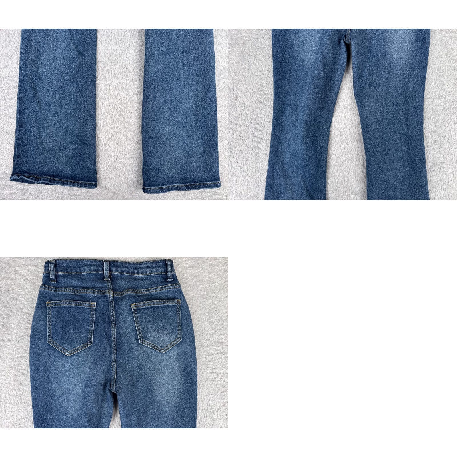 Shein SheIn Jeans Flared Denim Blue 26 30in Mid Rise Cotton Blend Stretch Regular Women Pants Vintage No Size 26" / US 2 / IT 38 - 10 Thumbnail