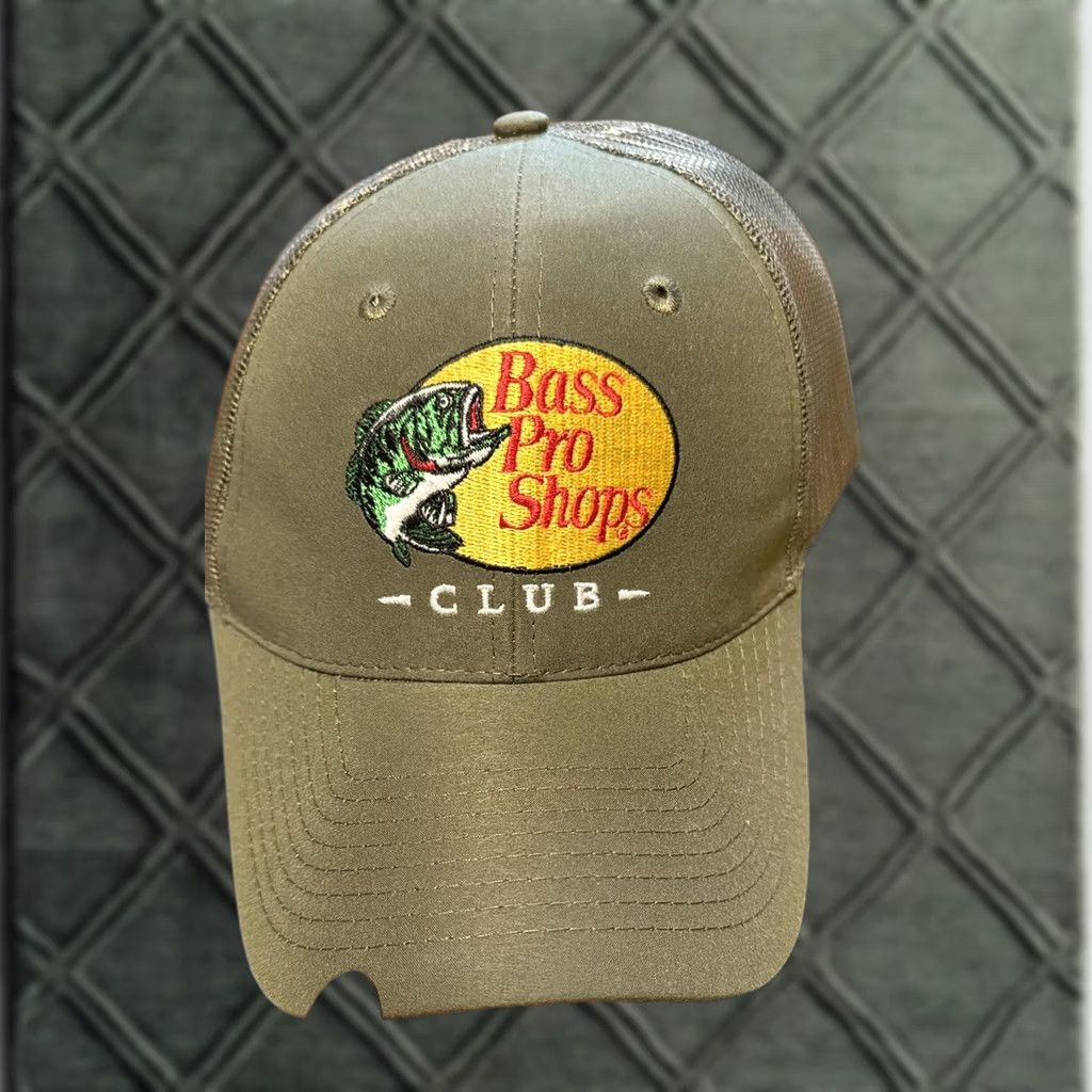 Bass Pro Shops Bass Pro Shops Club Fishing/Fisherman's Adjustable Green Army Cap Hat Men US Logo Retro Hipster Classic Dad Size ONE SIZE - 1 Thumbnail